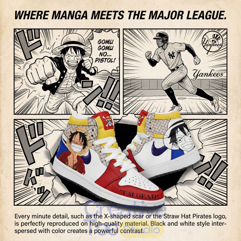 New York Yankees x One Piece Limited Edition AJ1 Shoes – The Pirate King on Diamond