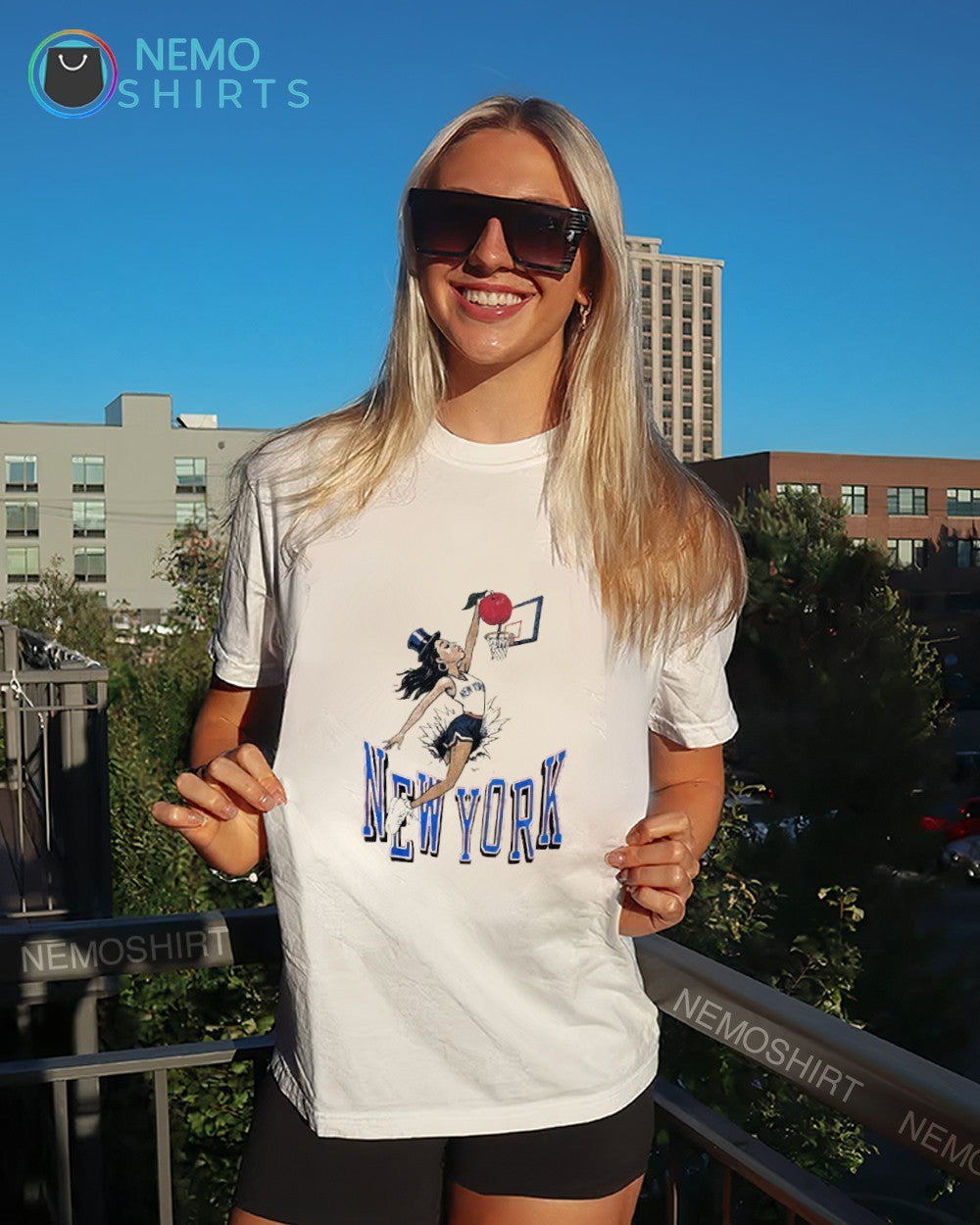 New York women slam dunk basketball shirt