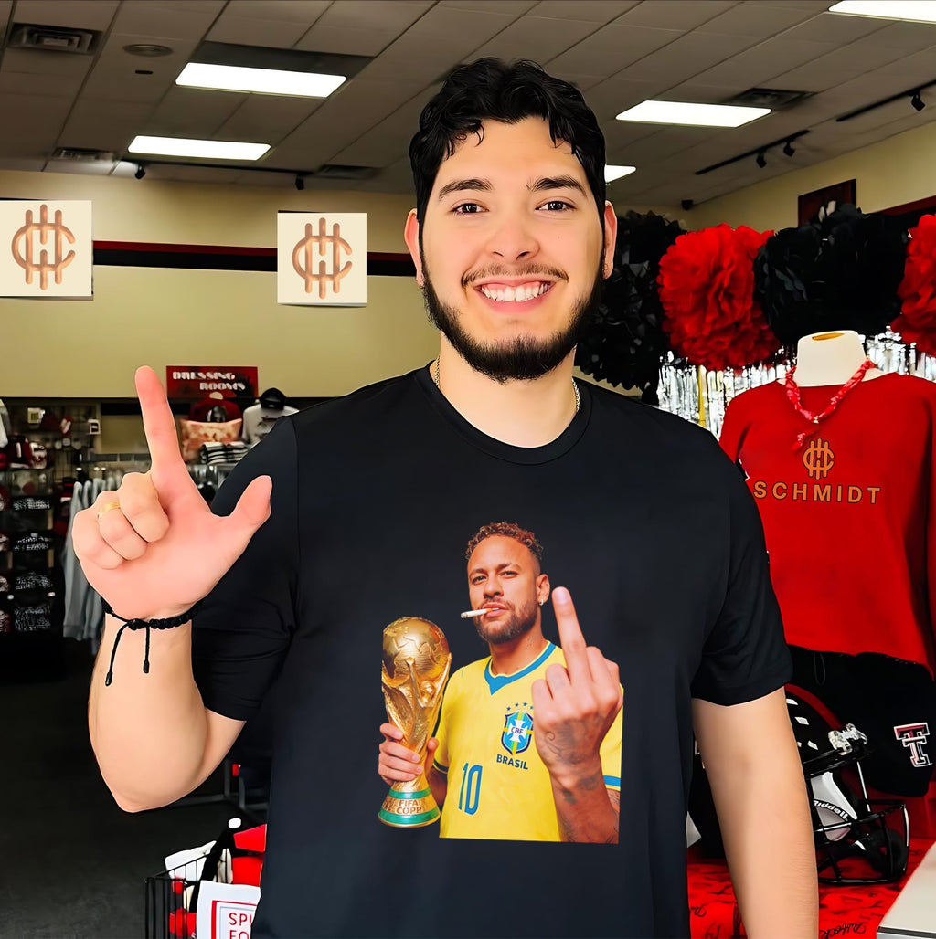 Neymar Jr portrait middle finger 2026 World Cup shirt