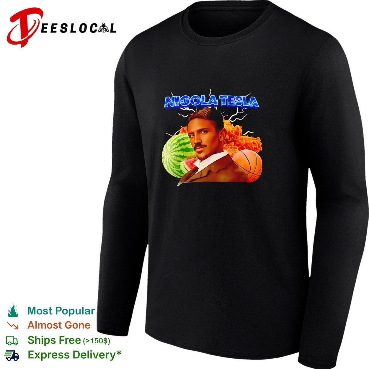 Nigola Tesla warter melon and basketball graphic shirt
