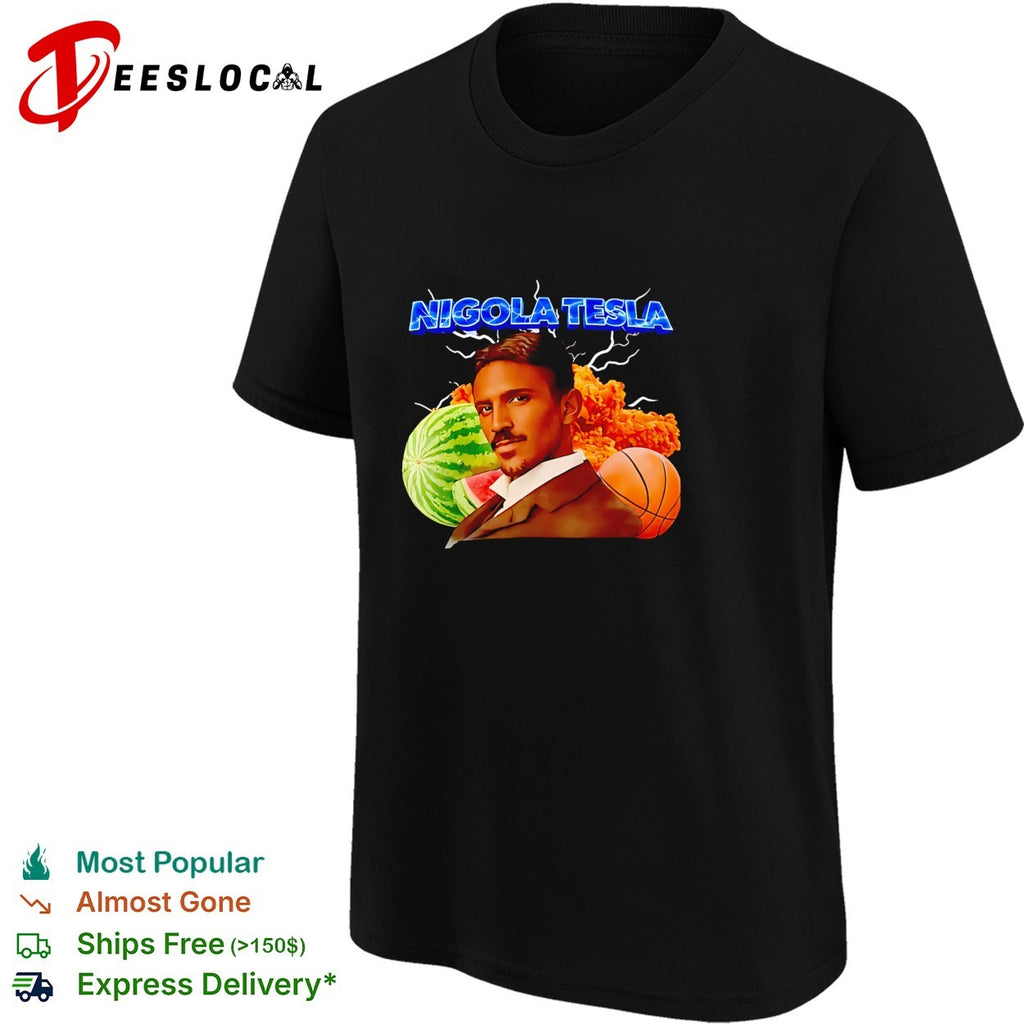 Nigola Tesla warter melon and basketball graphic shirt
