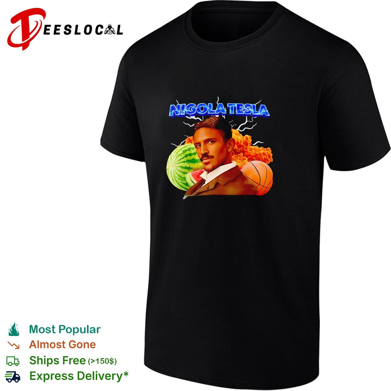 Nigola Tesla warter melon and basketball graphic shirt