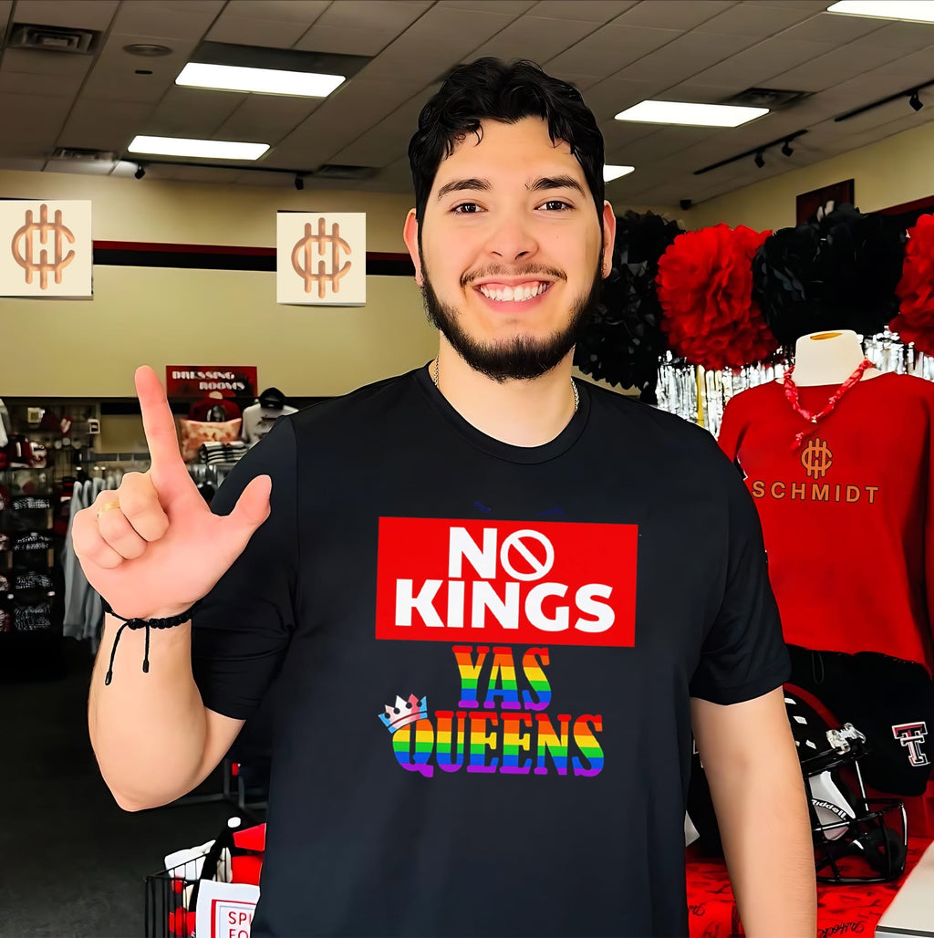 No kings yas queens rainbow lettering shirt