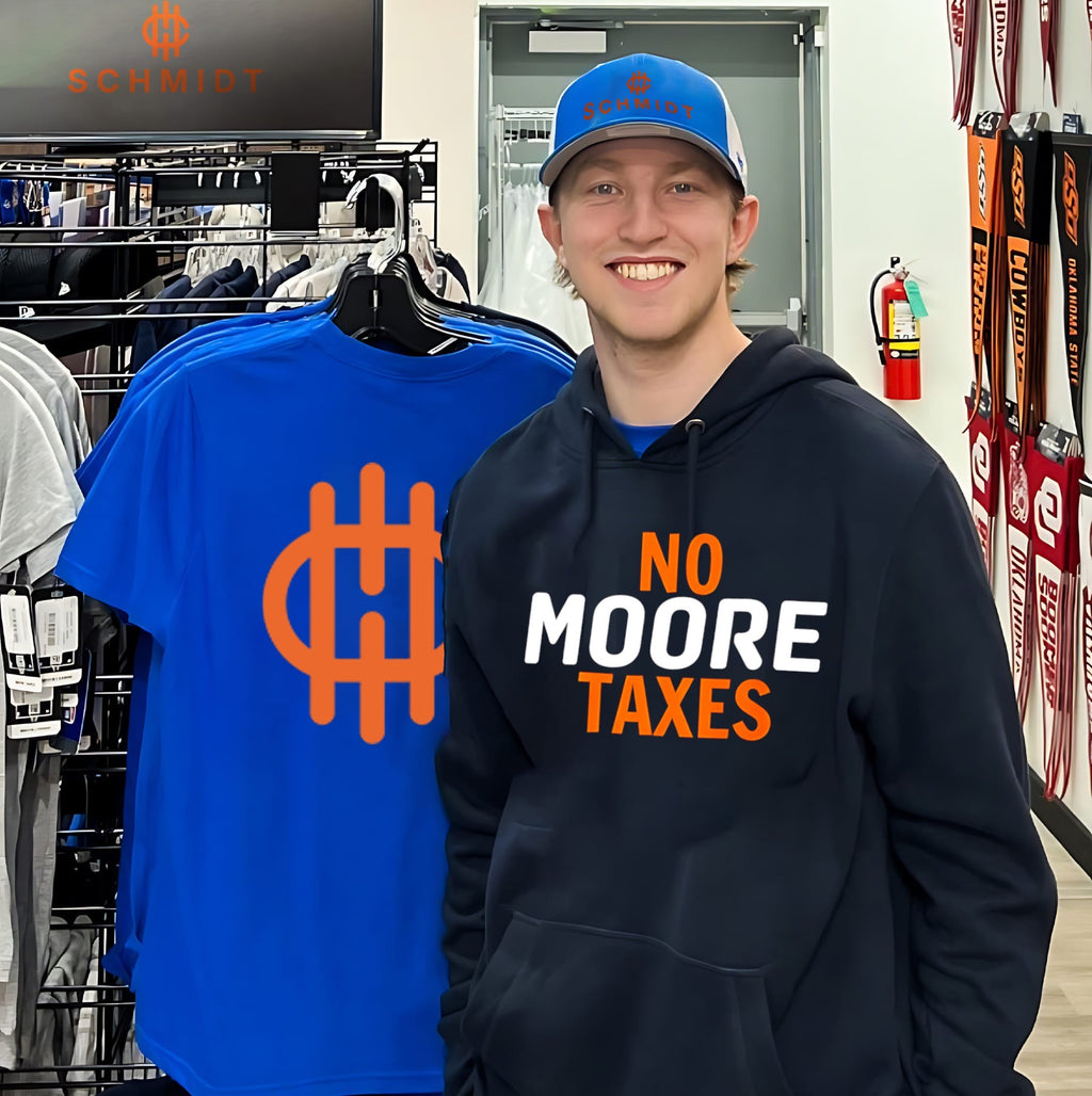 No moore taxes simple text shirt