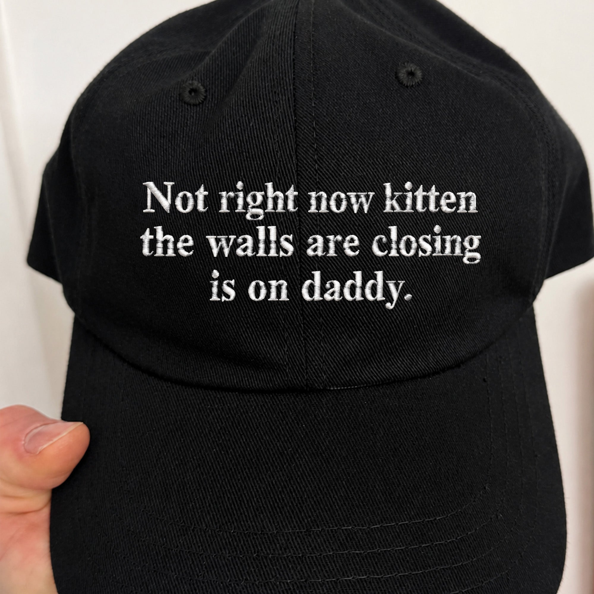 Not Right Now Kitten The Walls Are Closing Is On Daddy Hat