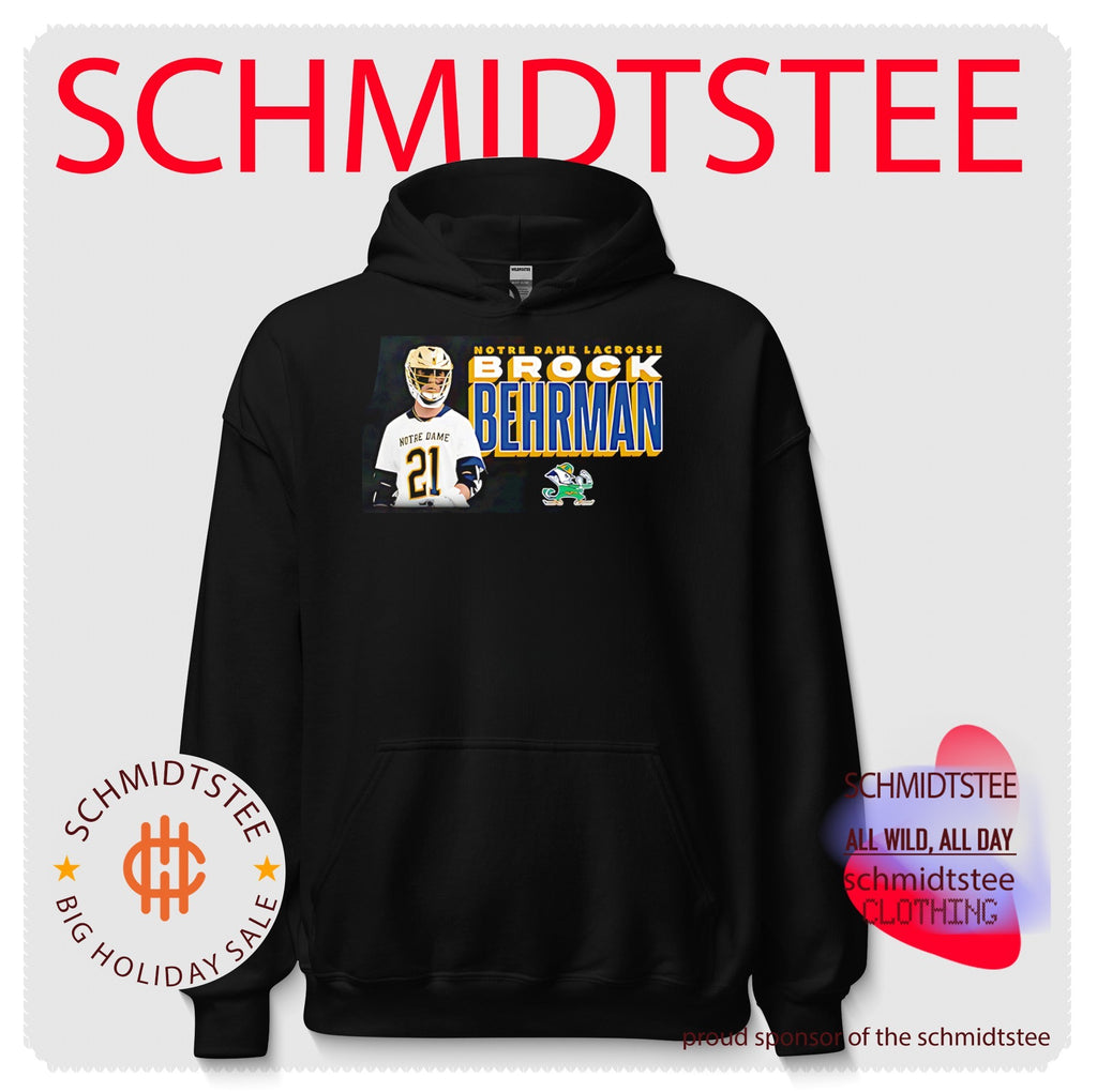 Notre Dame Lacrosse Brock Behrman number 21 illustration shirt