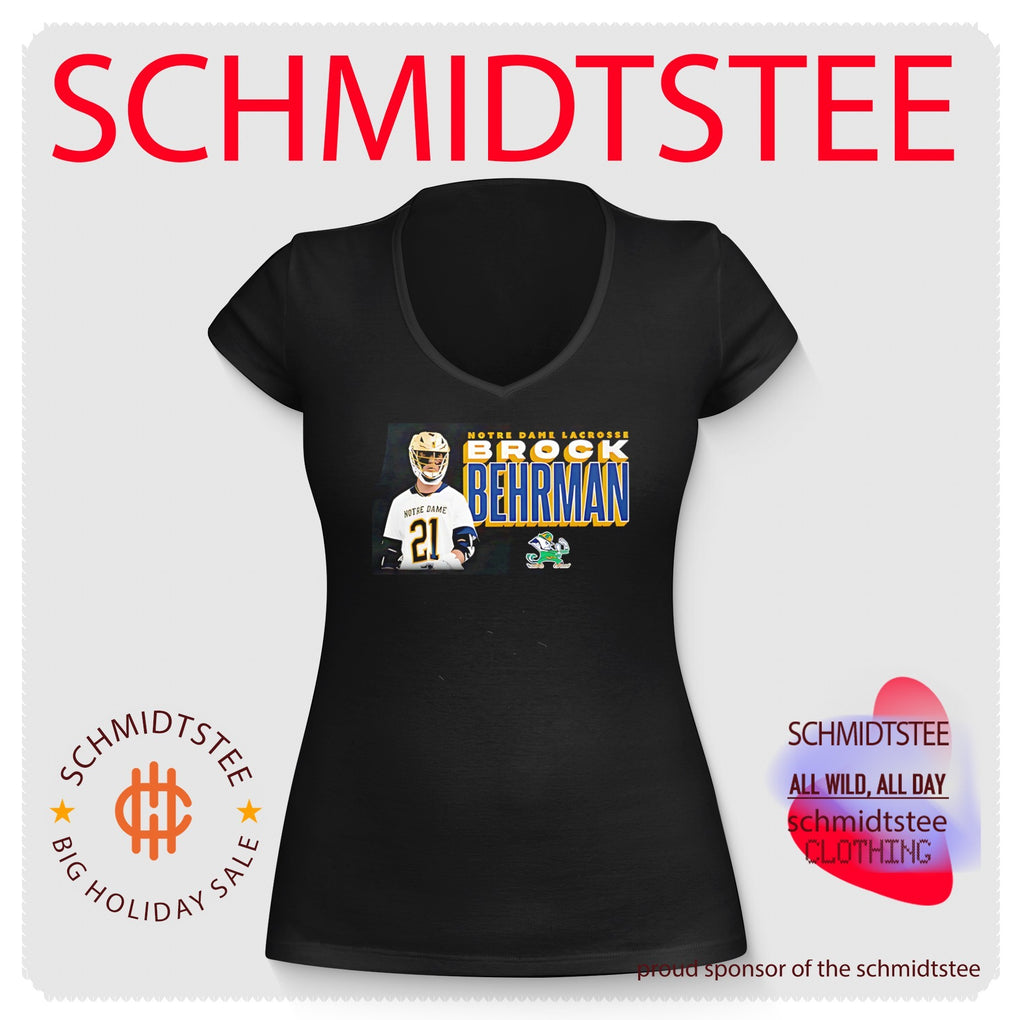 Notre Dame Lacrosse Brock Behrman number 21 illustration shirt