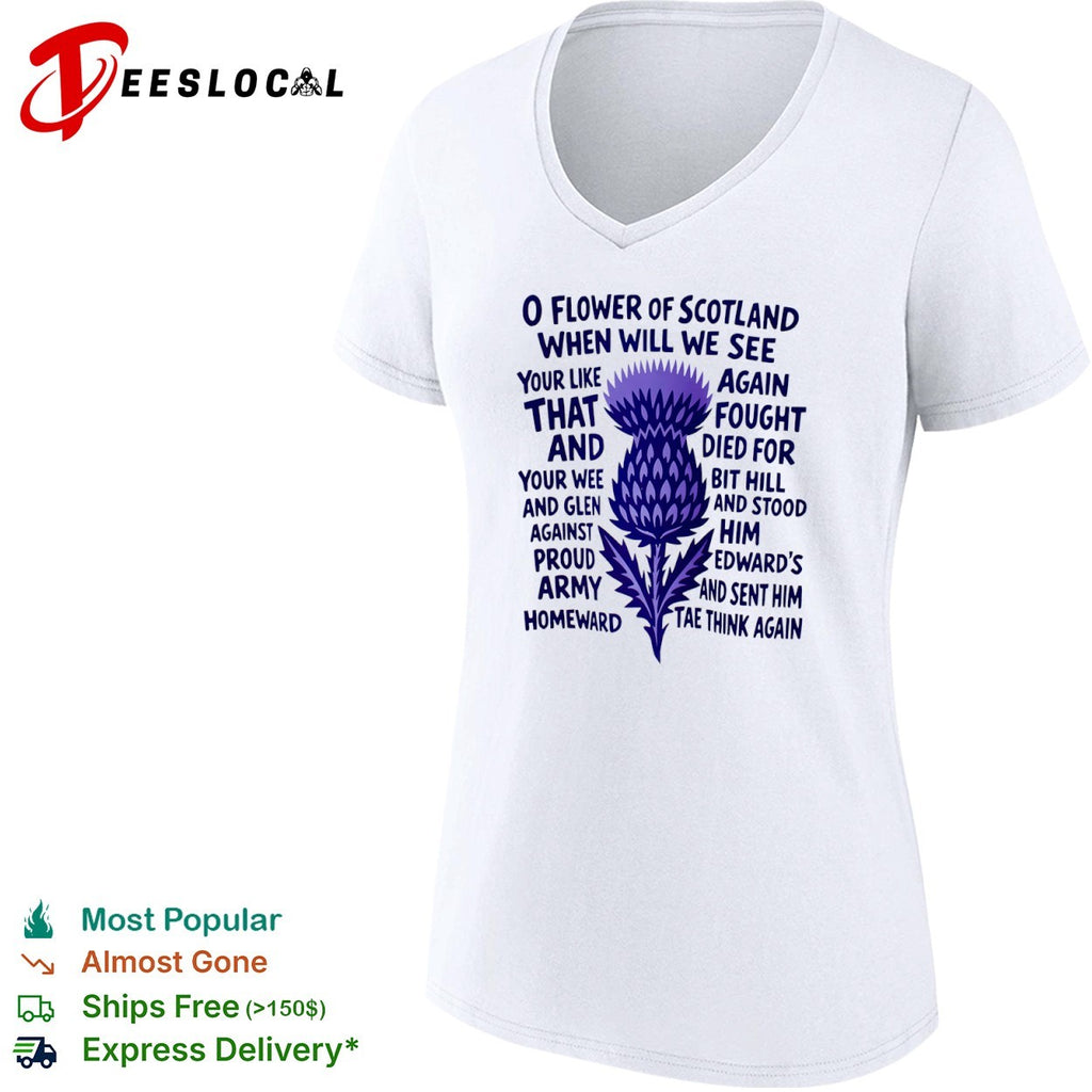 O flower of Scotland when will we see your like again purple thistle shirt