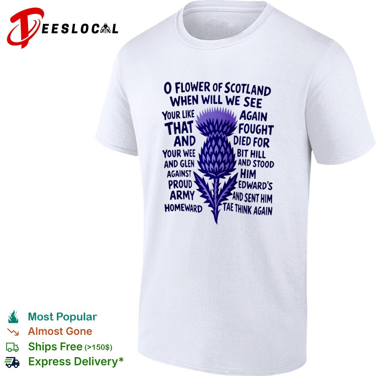 O flower of Scotland when will we see your like again purple thistle shirt