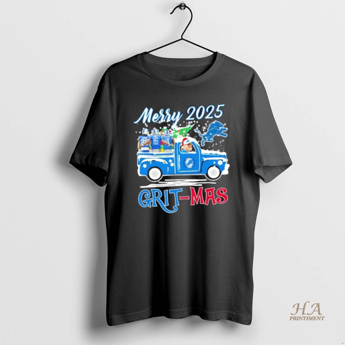 Official 2025 Detroit Lions Dan Campbell And Players Driver Merry Grit Mas Shirt Hoodie Sweatshirt | PurePodTees.com