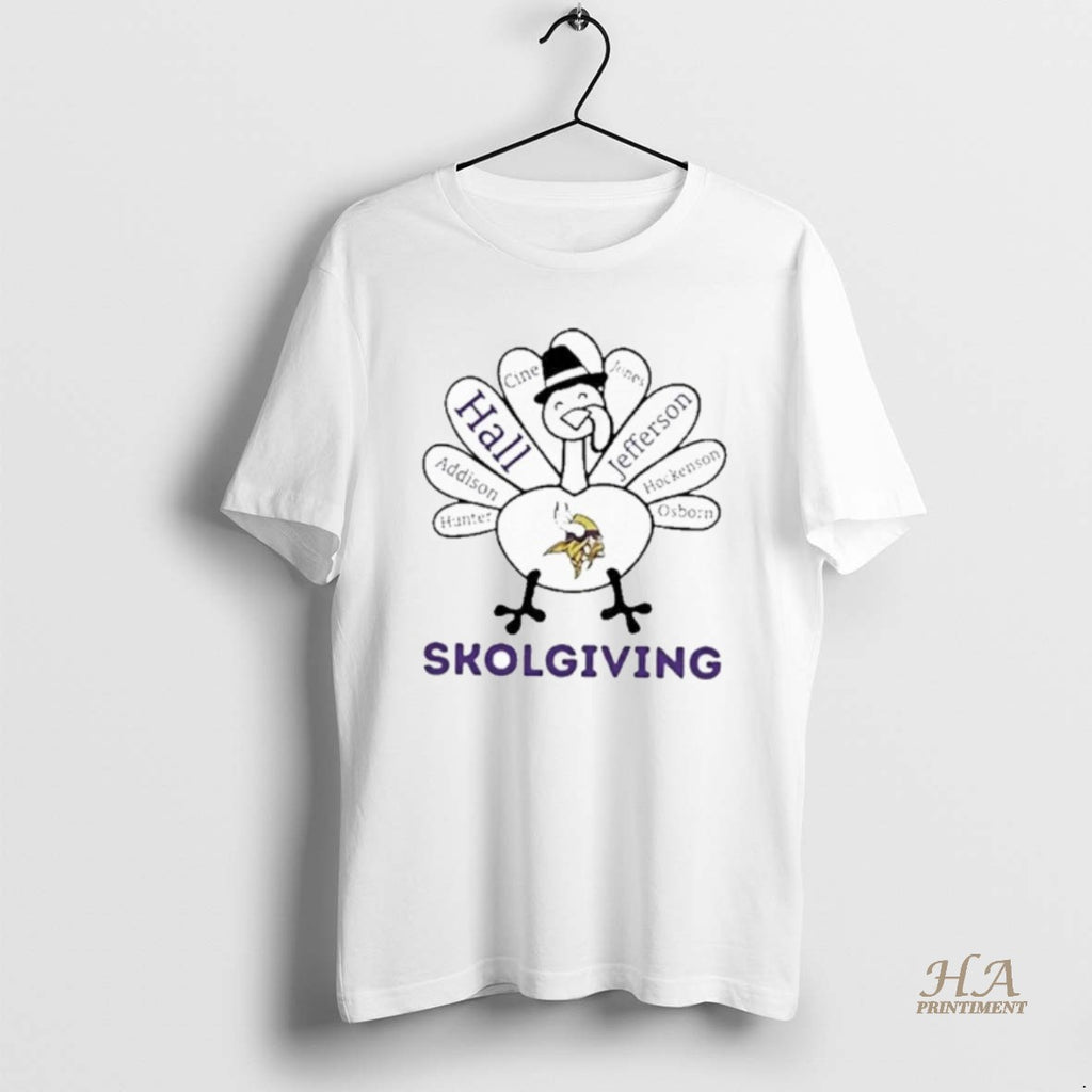 Official 2025 Skolgiving Minnesota Vikings X Thanksgiving Shirt Hoodie Sweatshirt | PurePodTees.com