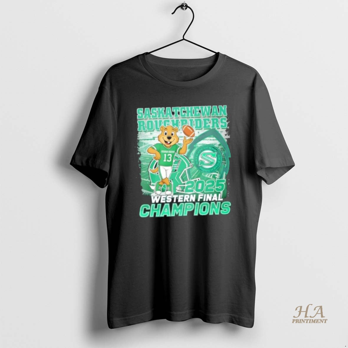 Official 2025 Western Final Champions Saskatchewan Roughriders Mascot Shirt Hoodie Sweatshirt | PurePodTees.com