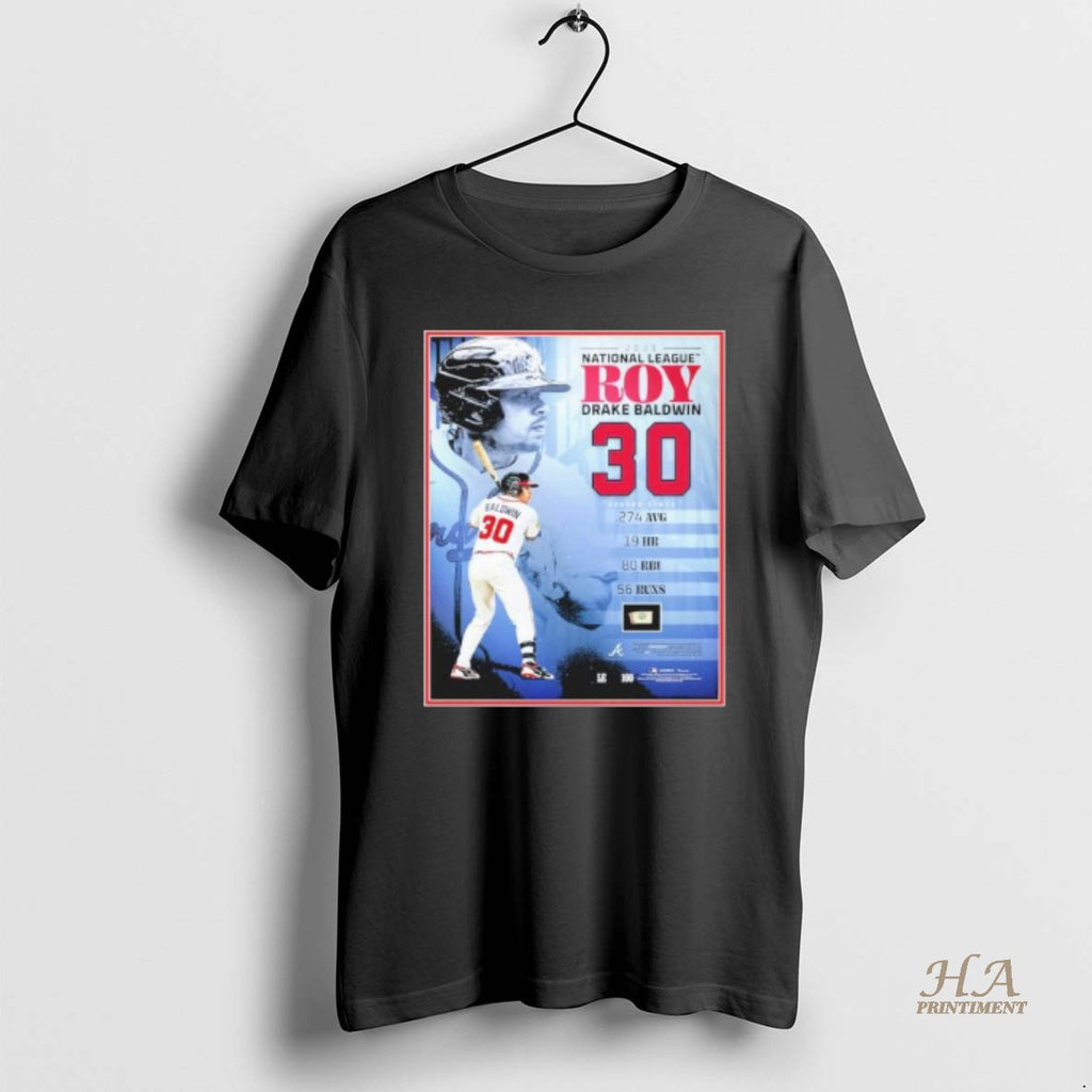 Official 30 Drake Baldwin Atlanta Braves 2025 National League Roy Shirt Hoodie Sweatshirt | PurePodTees.com