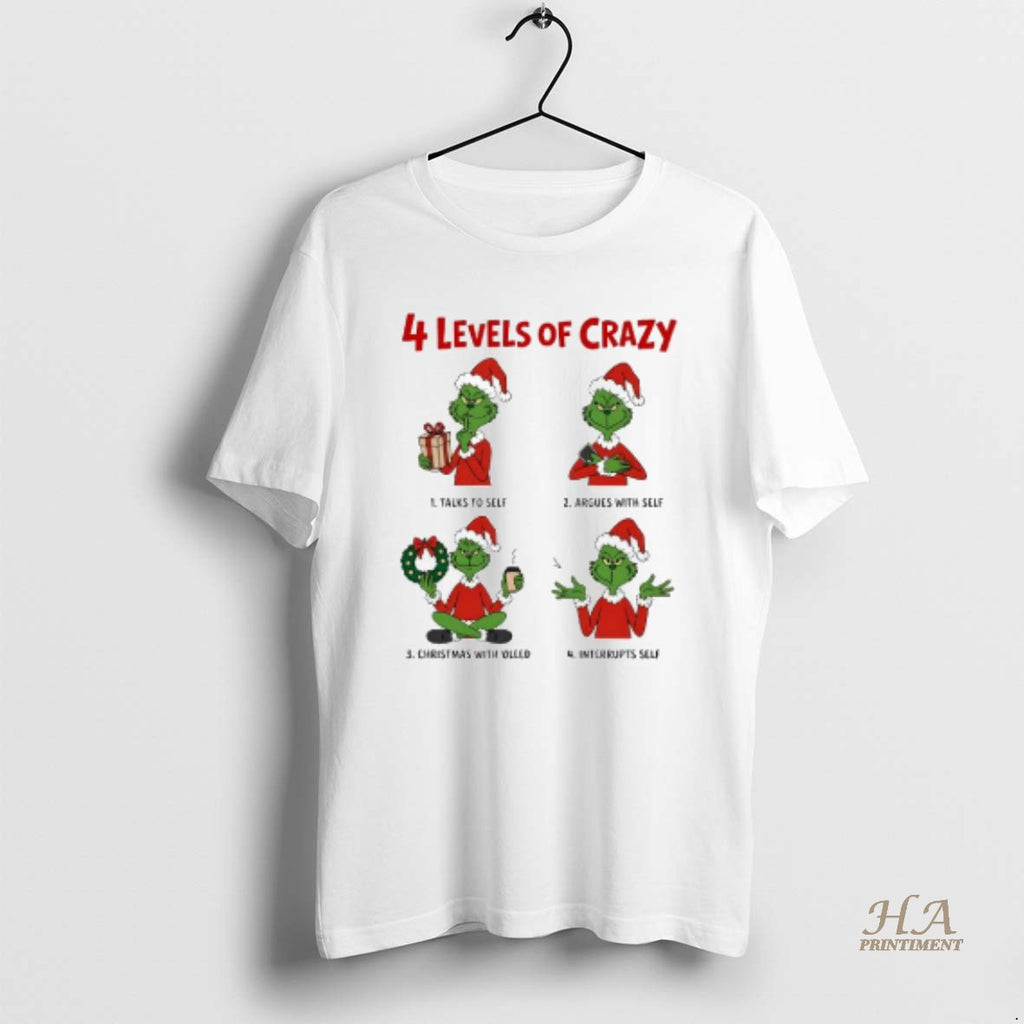 Official 4 Levels Of Crazy Grinch Christmas With Oleed Shirt Hoodie Sweatshirt | PurePodTees.com