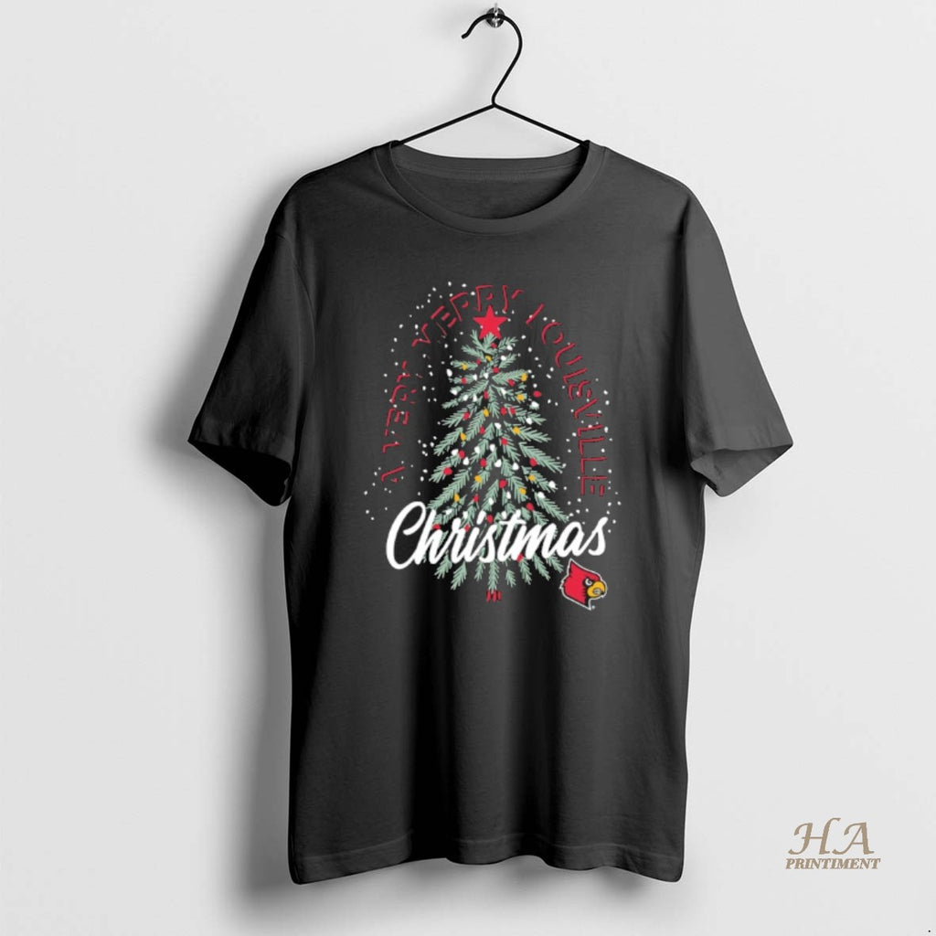 Official A Very Merry Louisville Cardinals Christmas Tree String Light 2025 Shirt Hoodie Sweatshirt | PurePodTees.com