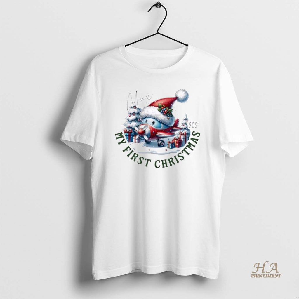 Official Airplane Custom Xmas Babys First Christmas Personalized Ornaments White Shirt Hoodie Sweatshirt | PurePodTees.com