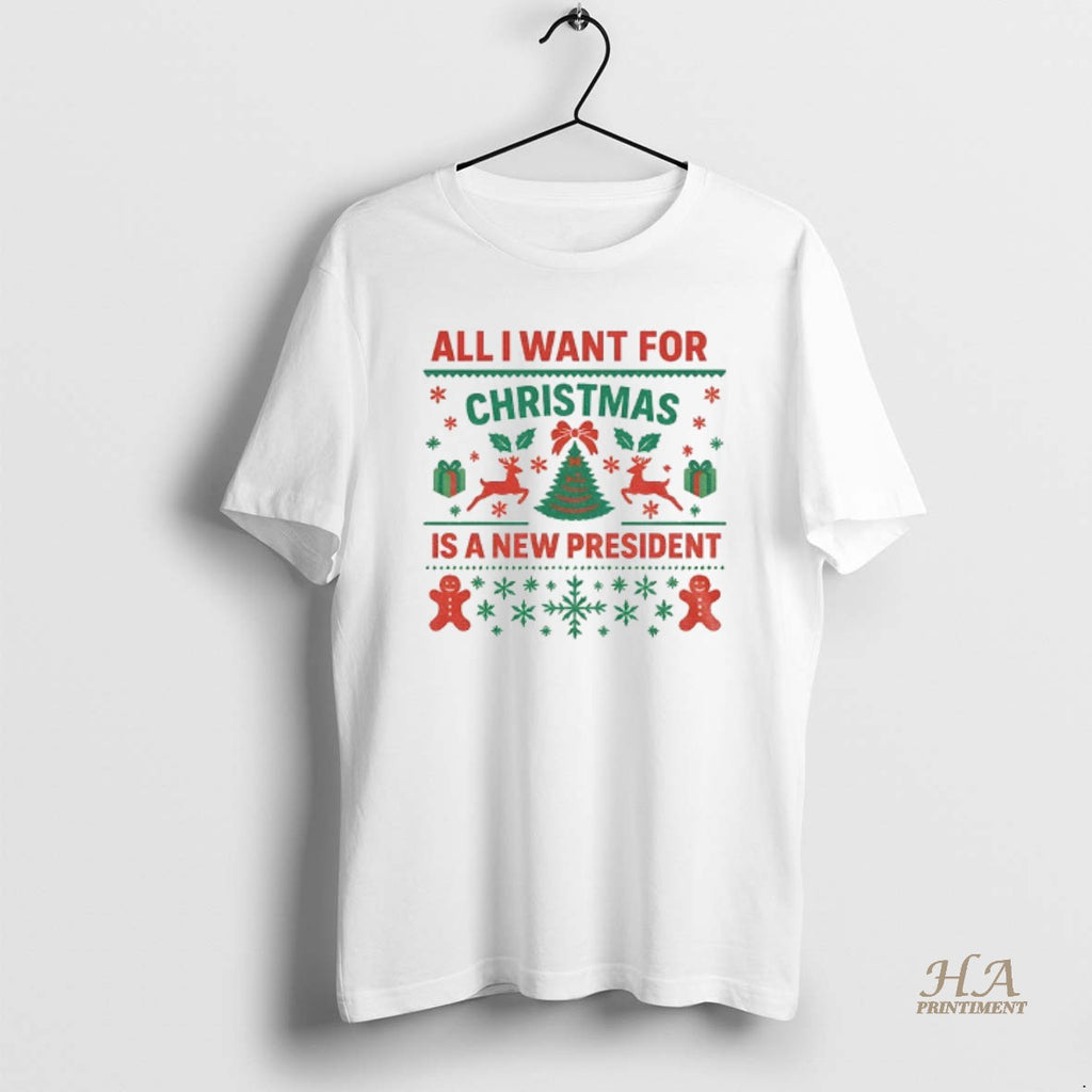 Official All I Want For Christmas Is New President Merry Christmas Shirt Hoodie Sweatshirt | PurePodTees.com