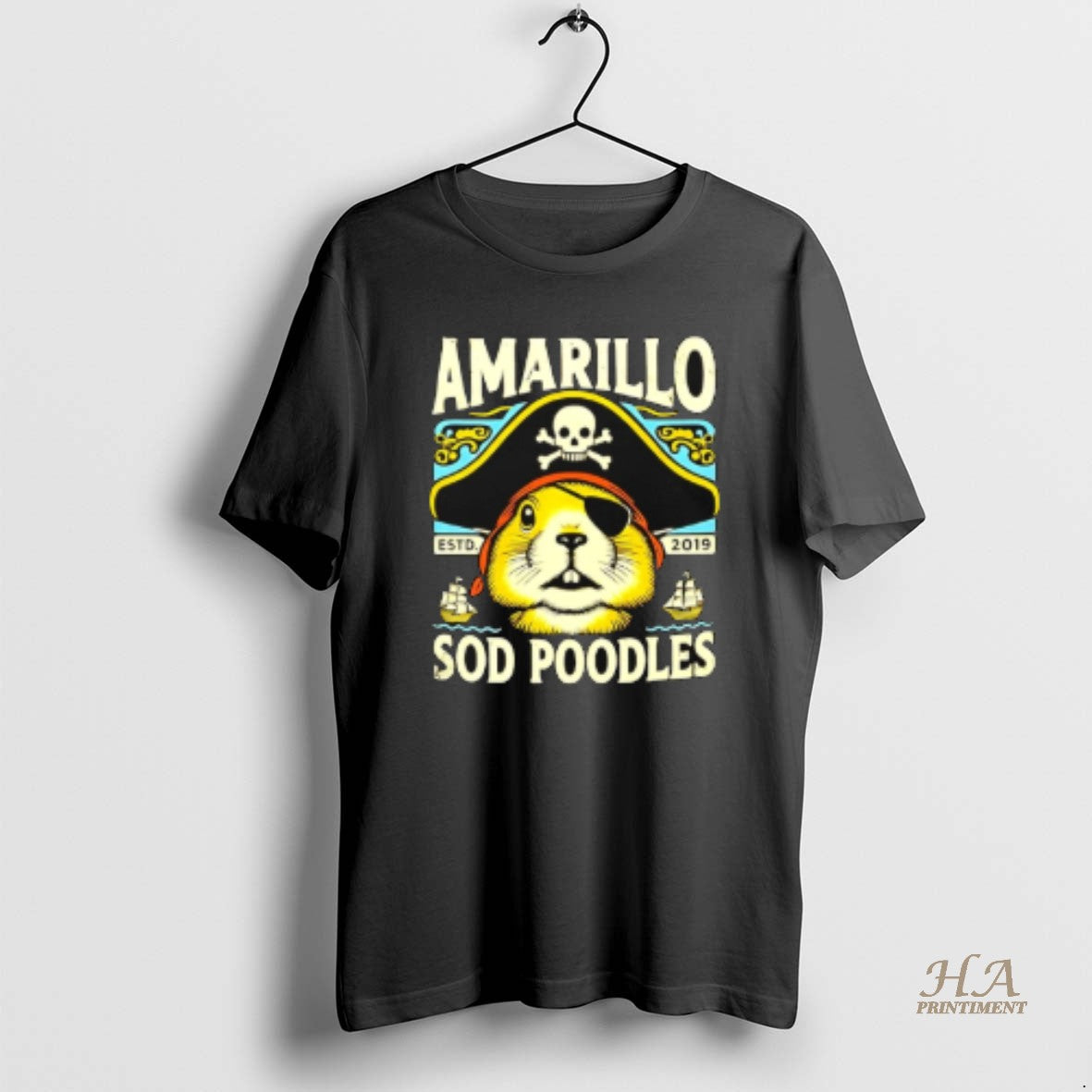 Official Amarillo Sod Poodles Black Prairie Dog Pirate Shirt Hoodie Sweatshirt | PurePodTees.com