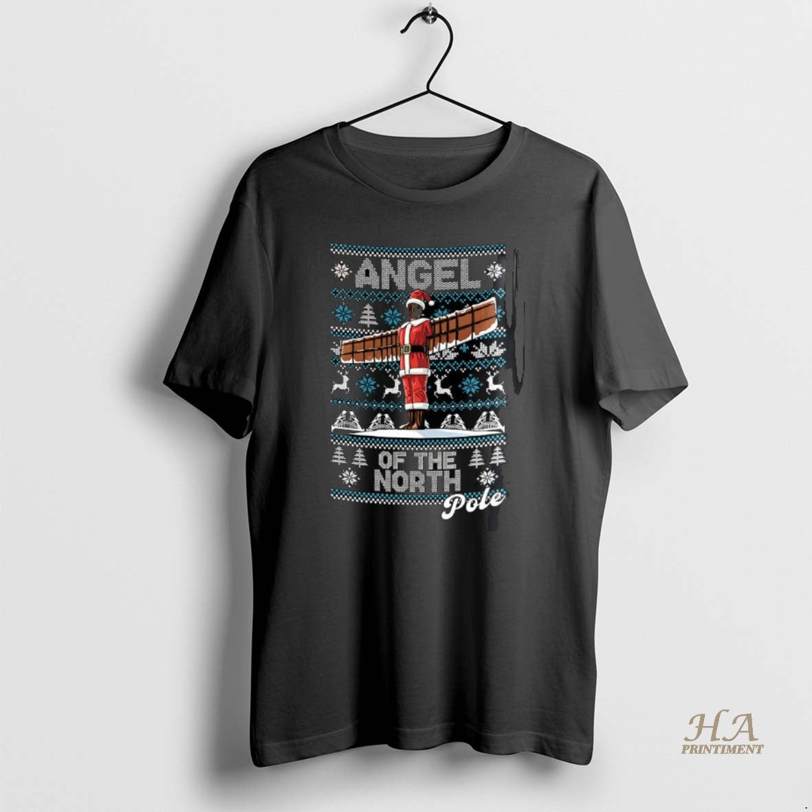 Official Angel Of The North Pole Wooden Statue Ugly Christmas Shirt Hoodie Sweatshirt | PurePodTees.com