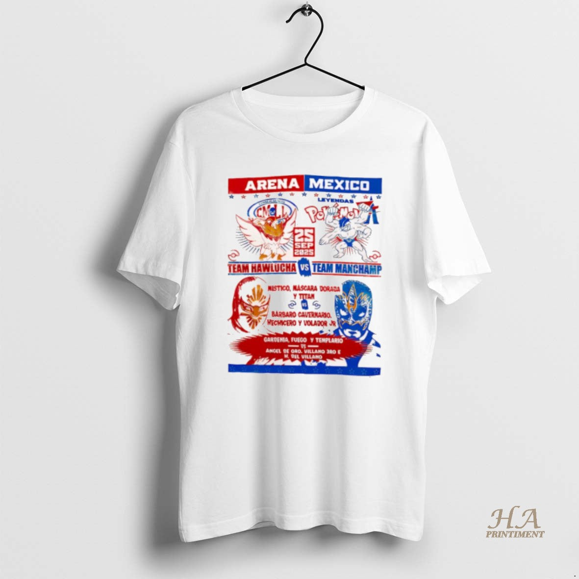 Official Arena Mexico Team Hawlucha Vs Team Machamp September 25th 2025 Shirt Hoodie Sweatshirt | PurePodTees.com