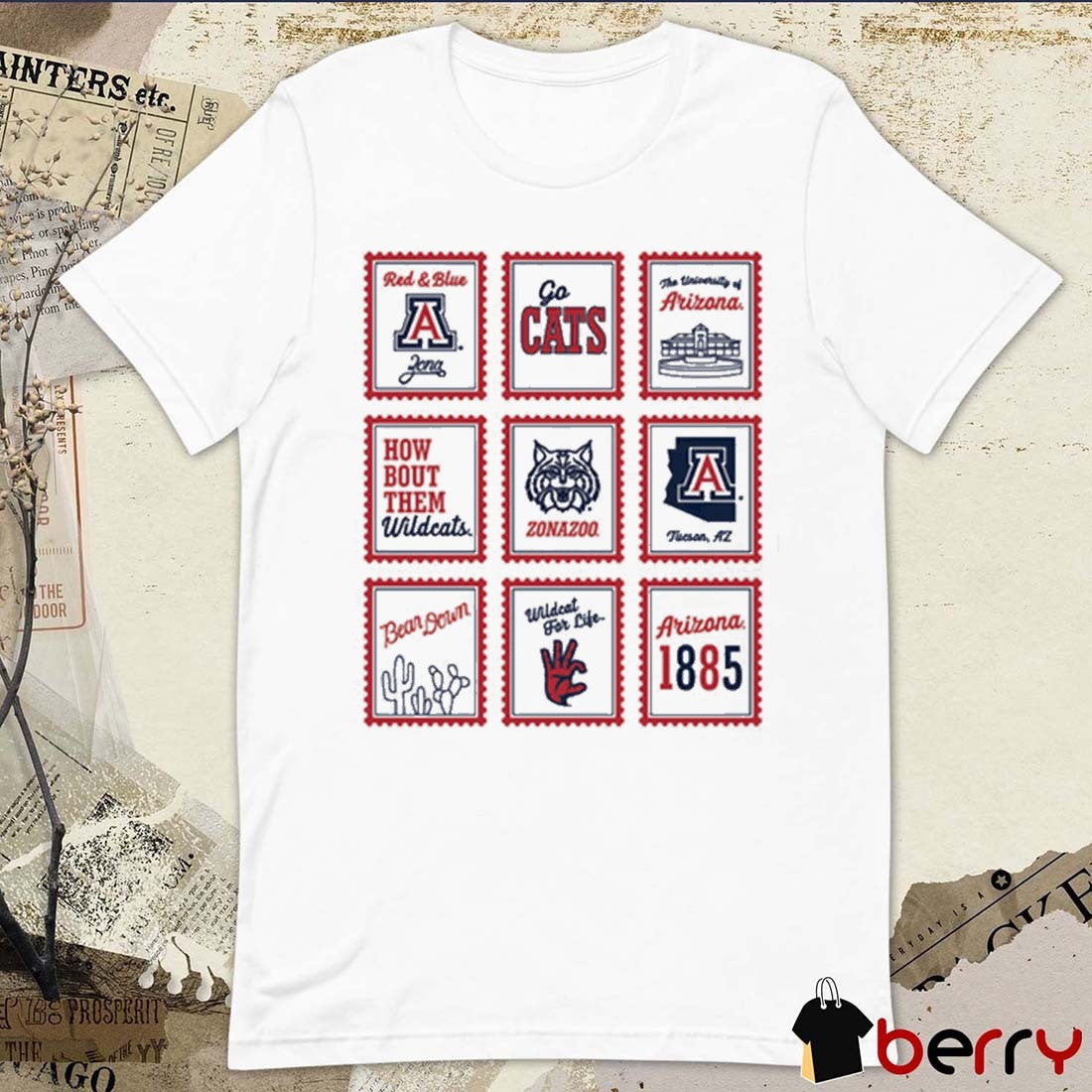 Arizona Wildcats Gameday Stamps Red & Blue Bear Down t-shirt