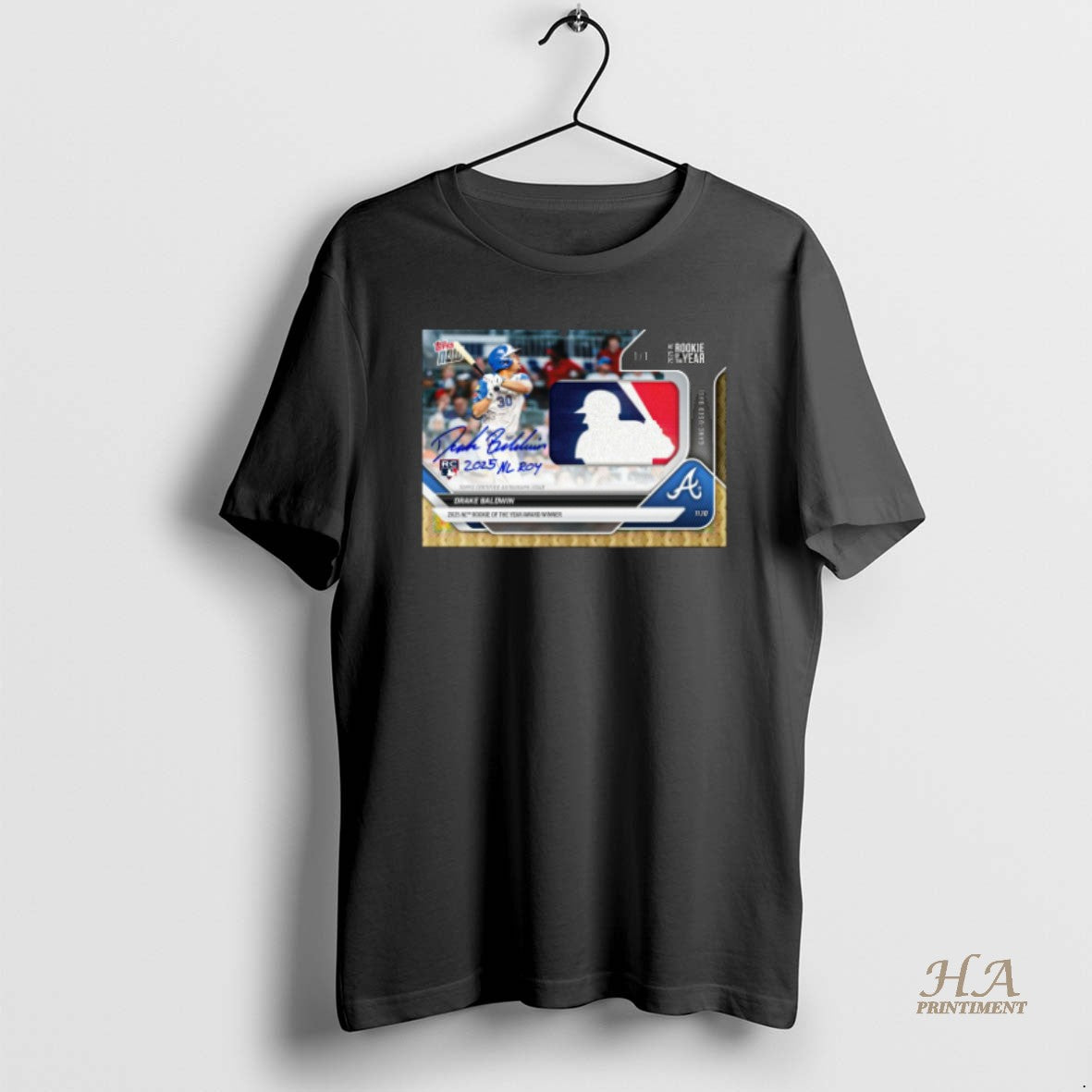 Official Atlanta Braves Drake Baldwin 2025 Nl Rookie Of The Year Topps Signature Shirt Hoodie Sweatshirt | PurePodTees.com