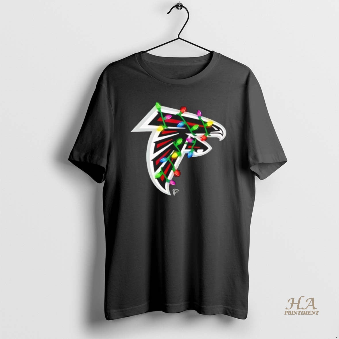 Official Atlanta Falcons Logo Holiday Lights Black Shirt Hoodie Sweatshirt | PurePodTees.com
