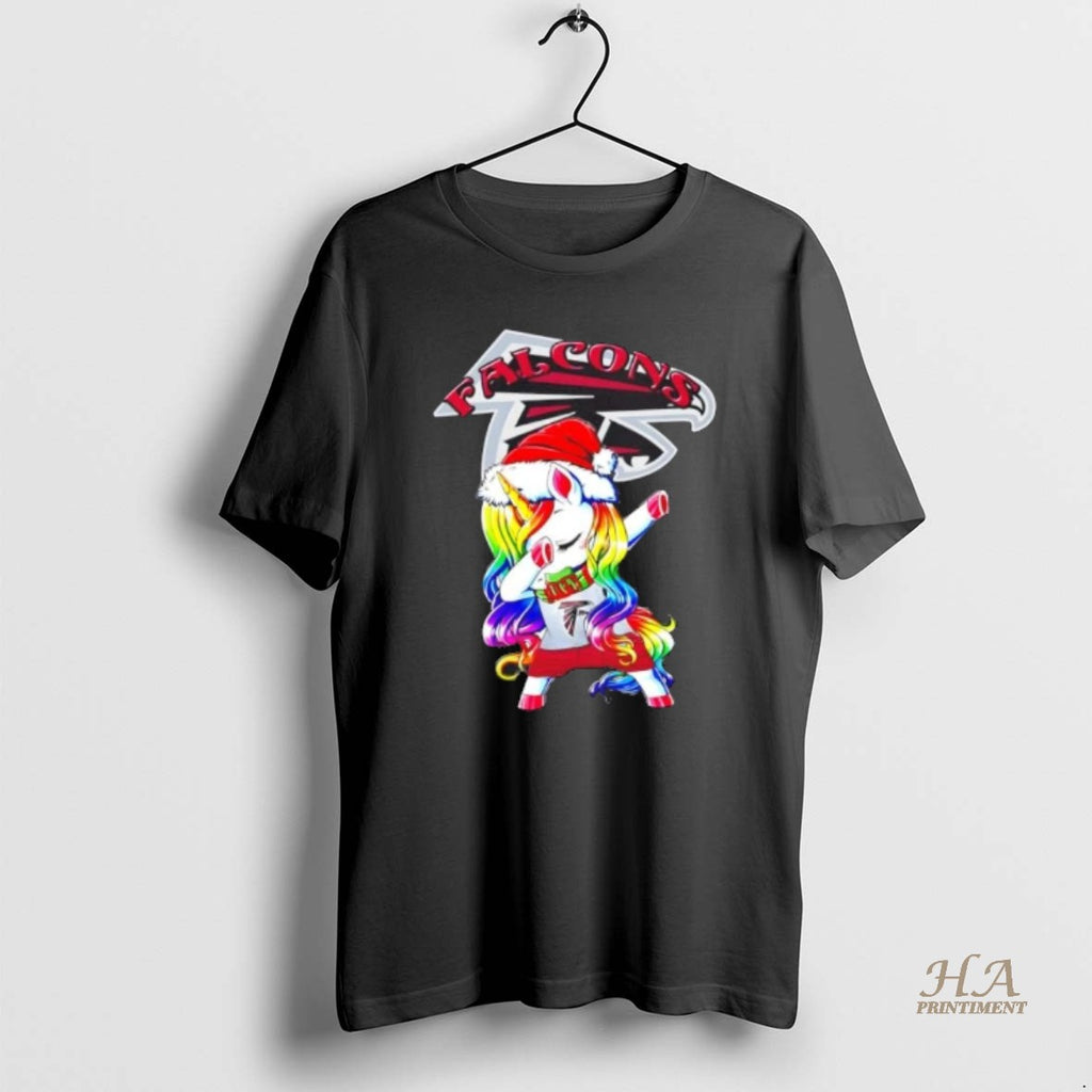Official Atlanta Falcons X Unicorn Santa Hat Dabbing Merry Christmas Shirt Hoodie Sweatshirt | PurePodTees.com
