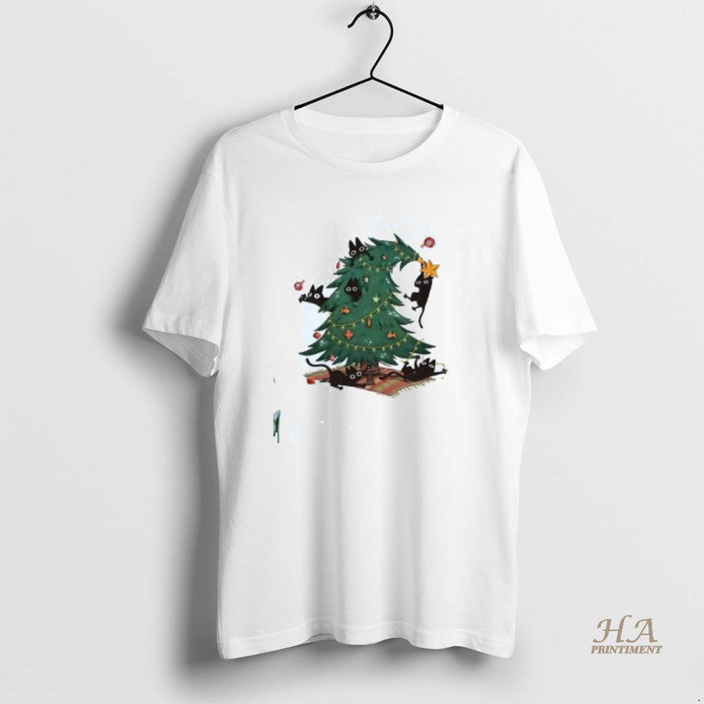 Official Axkjyiuo Christmas Tree And Cat Shirt Hoodie Sweatshirt | PurePodTees.com