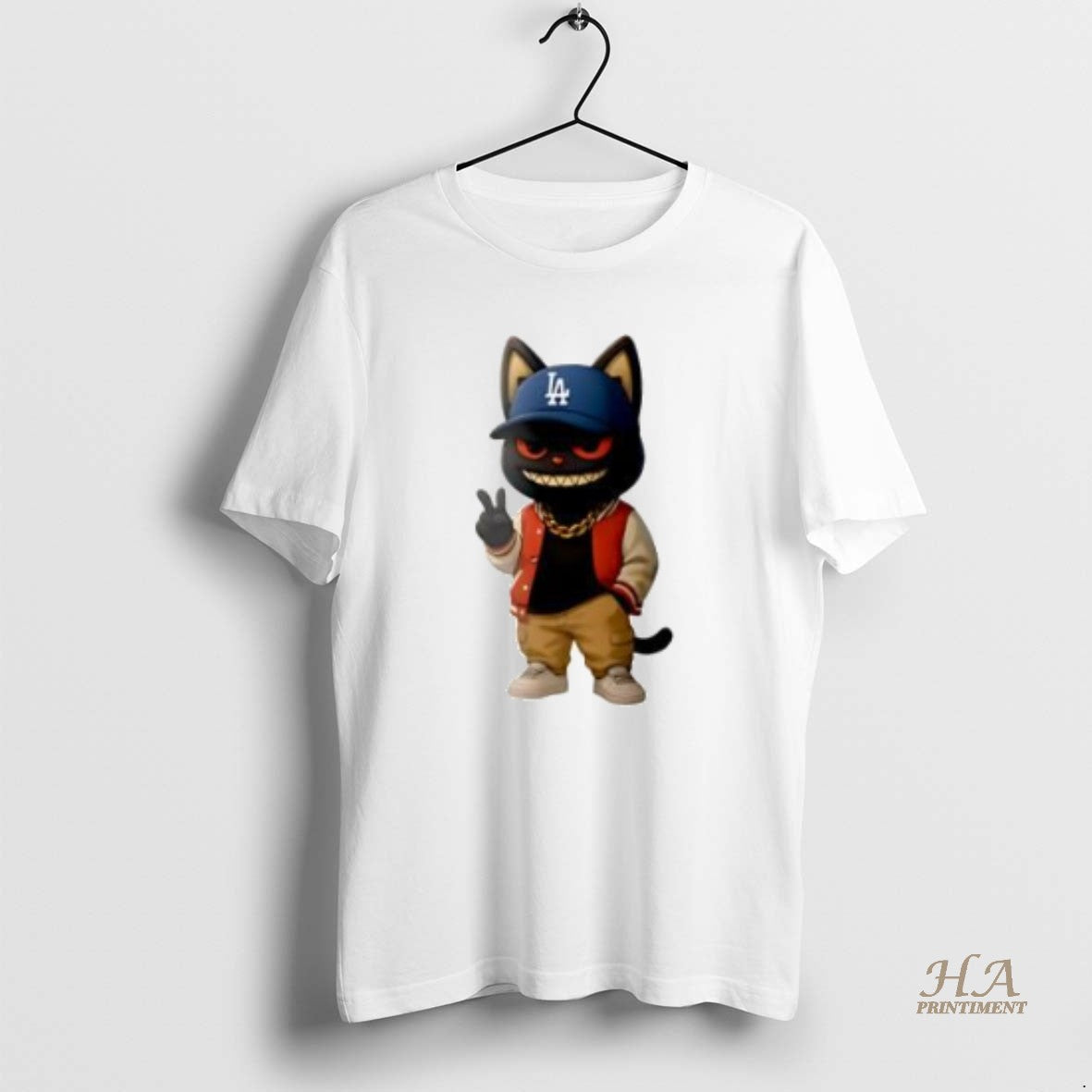 Official Black Cat Hiphop With Hat La Dodgers Shirt Hoodie Sweatshirt | PurePodTees.com