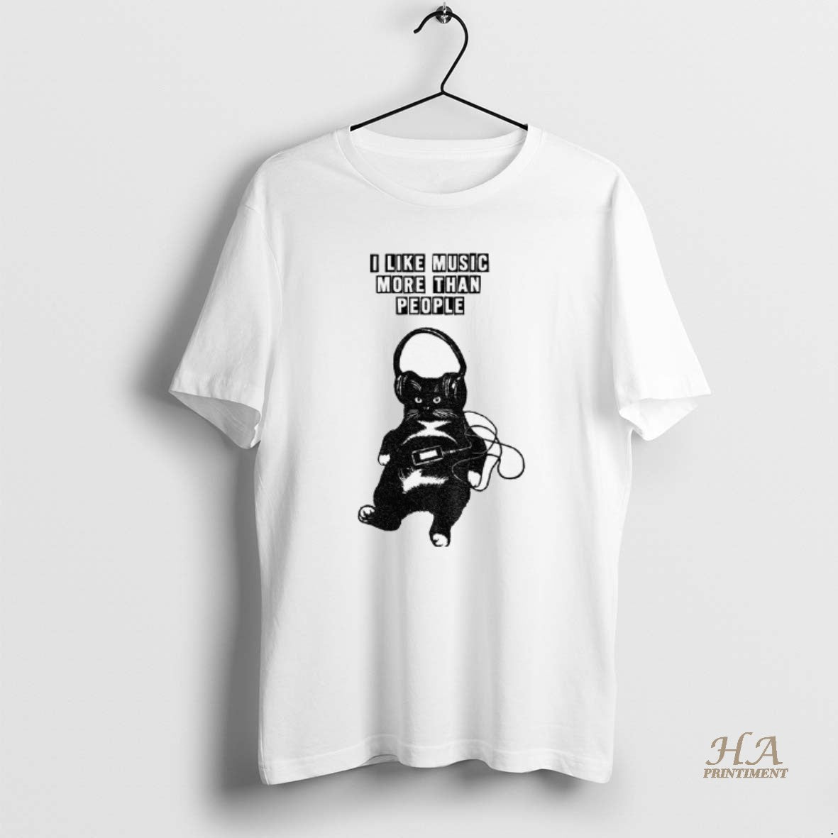 Official Black Cat I Like Music More Than People Shirt Hoodie Sweatshirt | PurePodTees.com