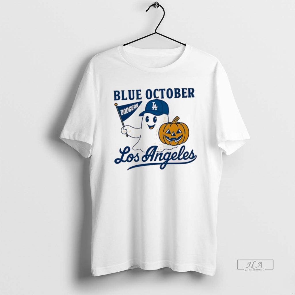 Official Blue October Ghost Dodgers Los Angeles Baseball Halloween