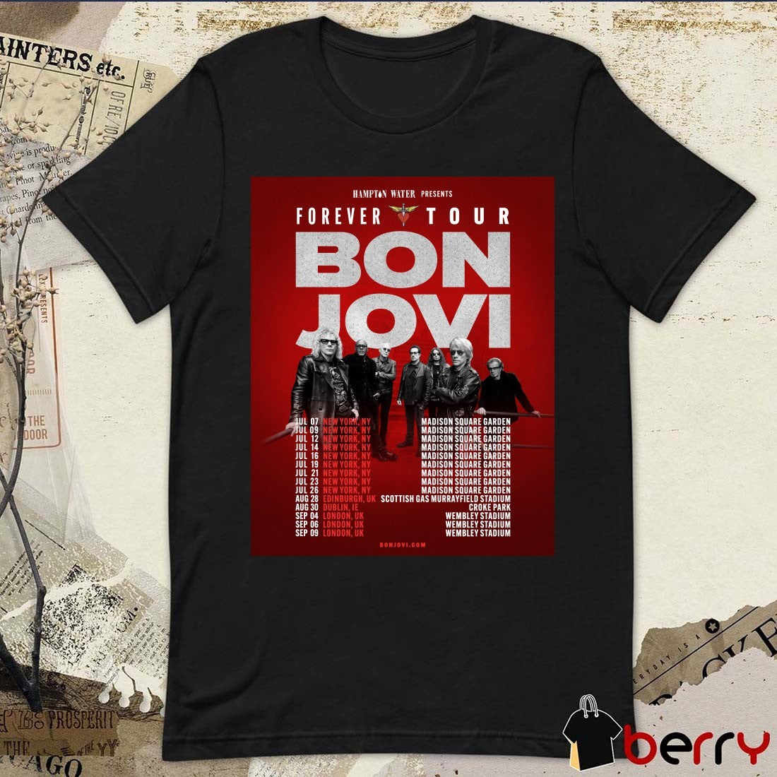 Bon Jovi Forever Tour Hampton Water July 2026 Announces August 28 Edinburgh UK Poster t-shirt