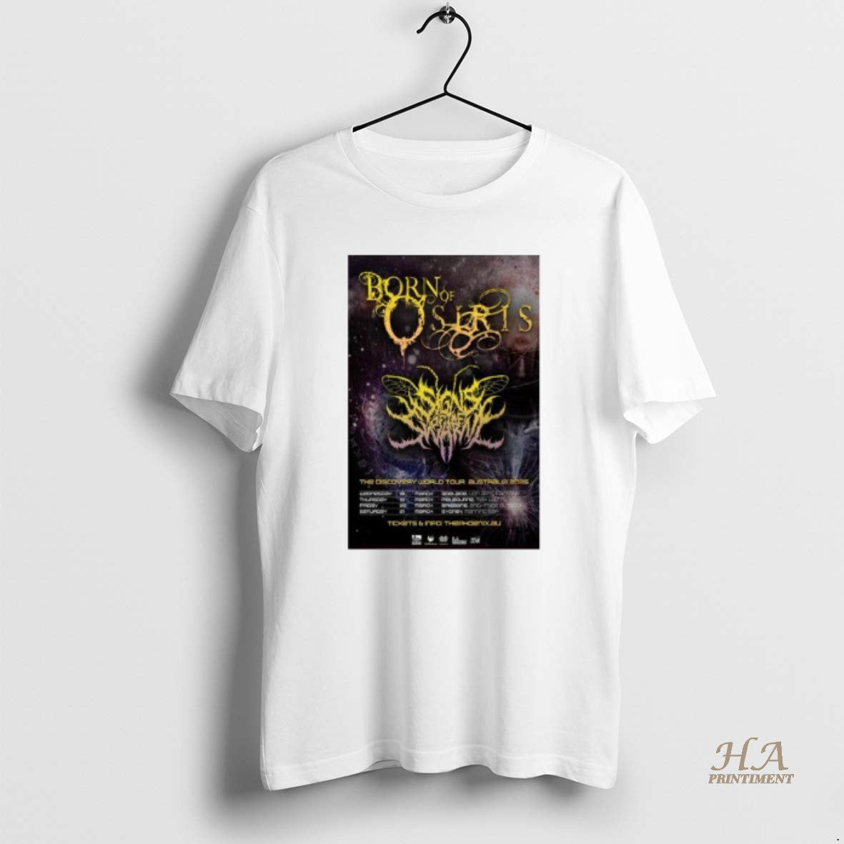 Official Born Of Osiris The Discovery World Tour Australia 2026 Circle White Shirt Hoodie Sweatshirt | PurePodTees.com