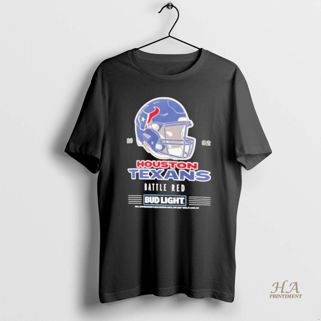 Official Bud Light X Houston Texans Battle Red Helmet Shirt Hoodie Sweatshirt | PurePodTees.com