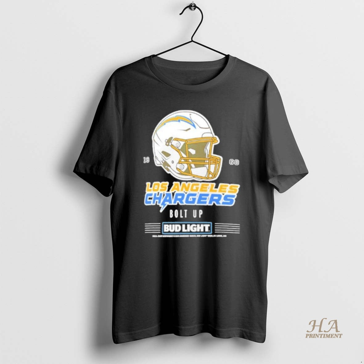 Official Bud Light X Los Angeles Chargers Bolt Up Helmet Shirt Hoodie Sweatshirt | PurePodTees.com