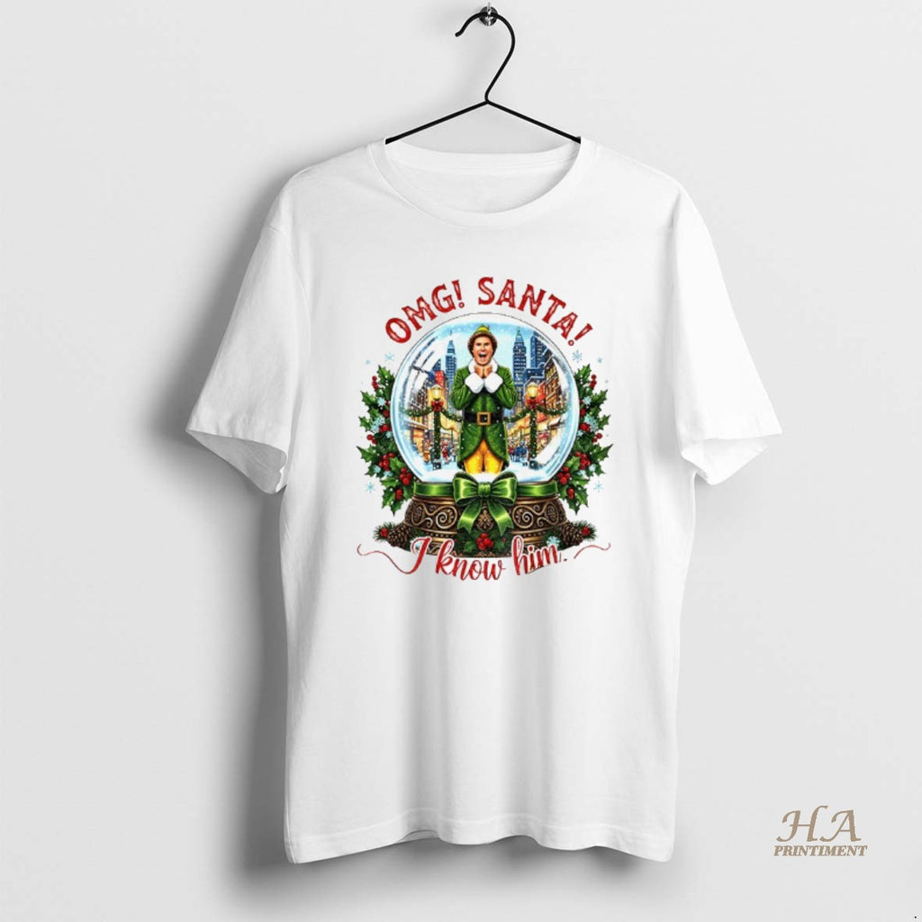 Official Buddy The Elf Omg Santa I Know Him Merry Christmas Shirt Hoodie Sweatshirt | PurePodTees.com