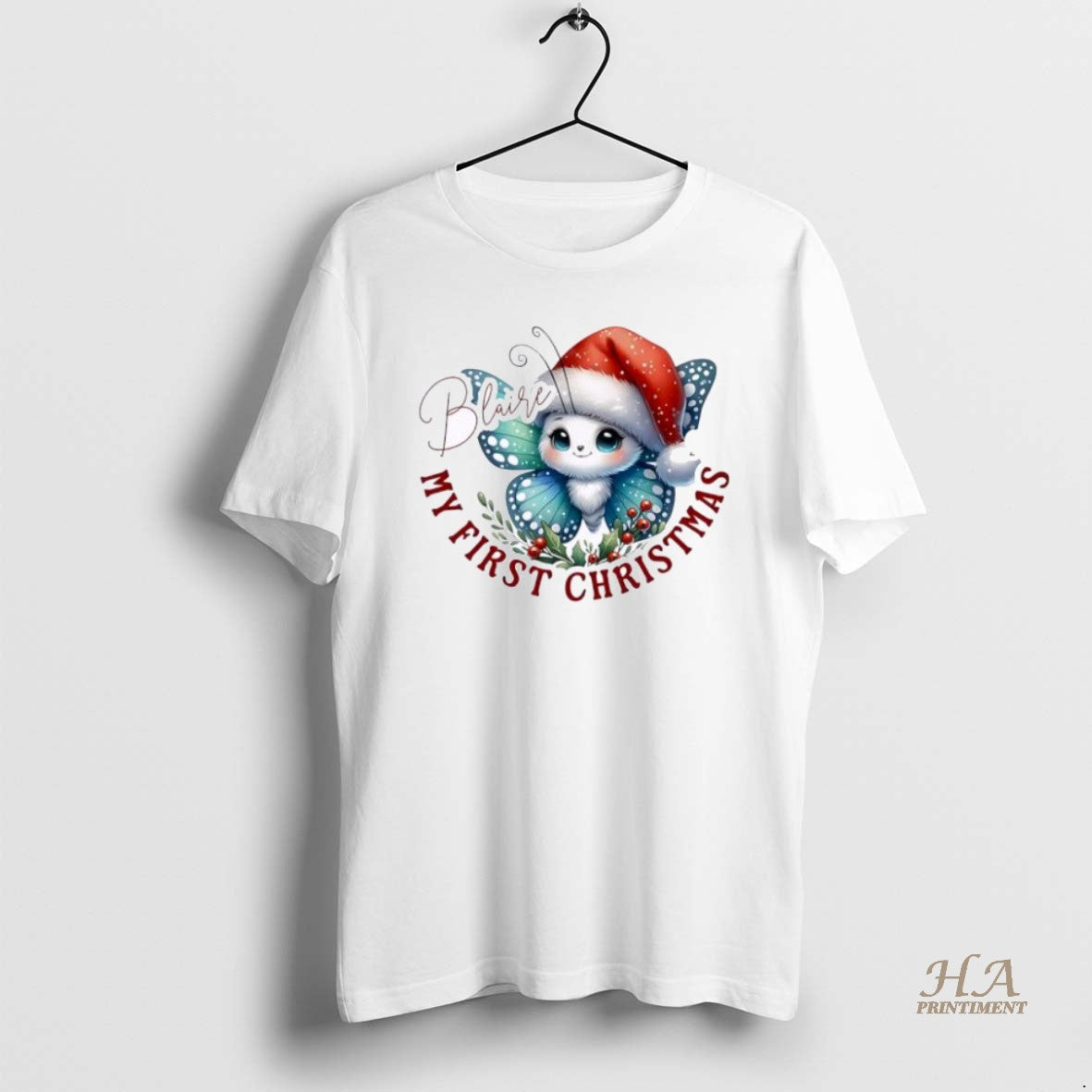 Official Butterfly Xmas Babys First Christmas Personalized Ornaments White Shirt Hoodie Sweatshirt | PurePodTees.com
