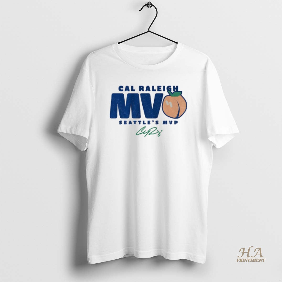 Official Cal Raleigh Seattle Mariners Mlb Baseball Mvp Peach Signature Shirt Hoodie Sweatshirt | PurePodTees.com
