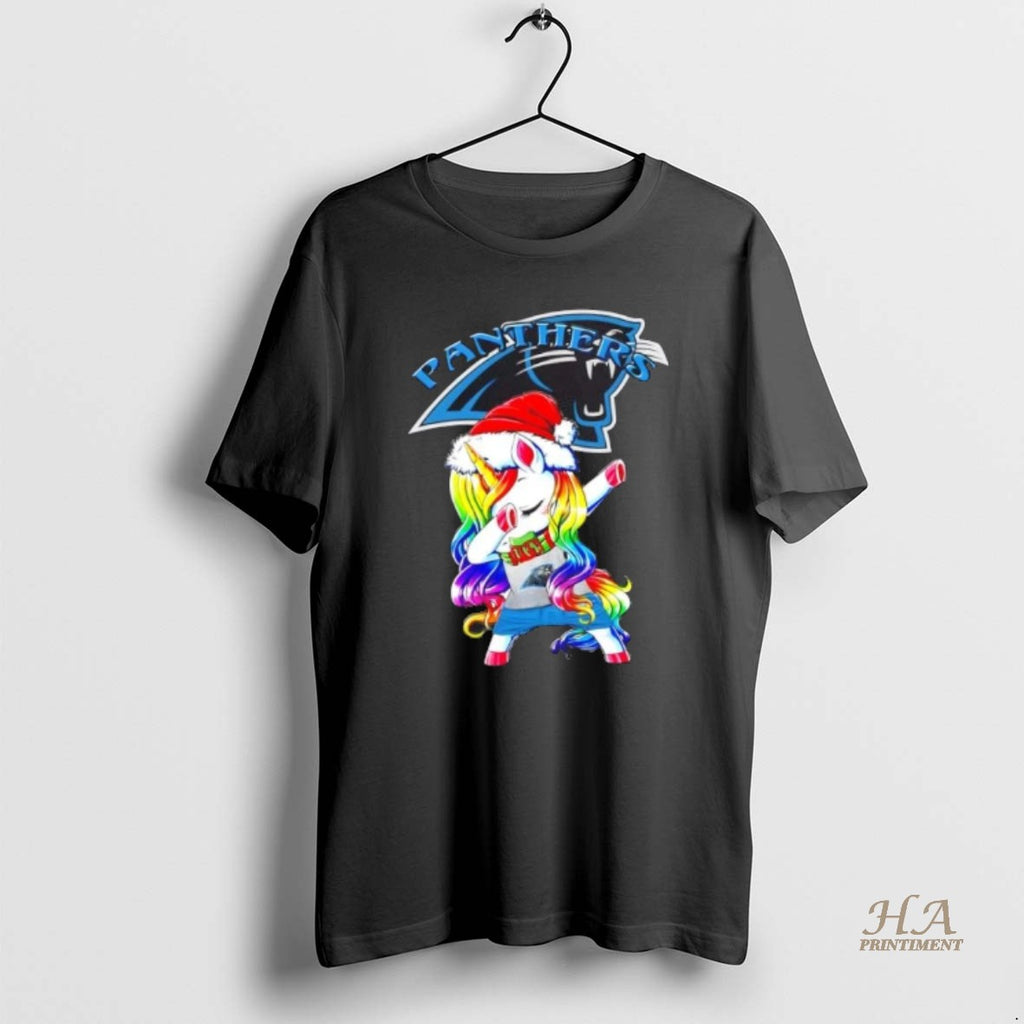 Official Carolina Panthers X Unicorn Santa Hat Dabbing Merry Christmas Shirt Hoodie Sweatshirt | PurePodTees.com