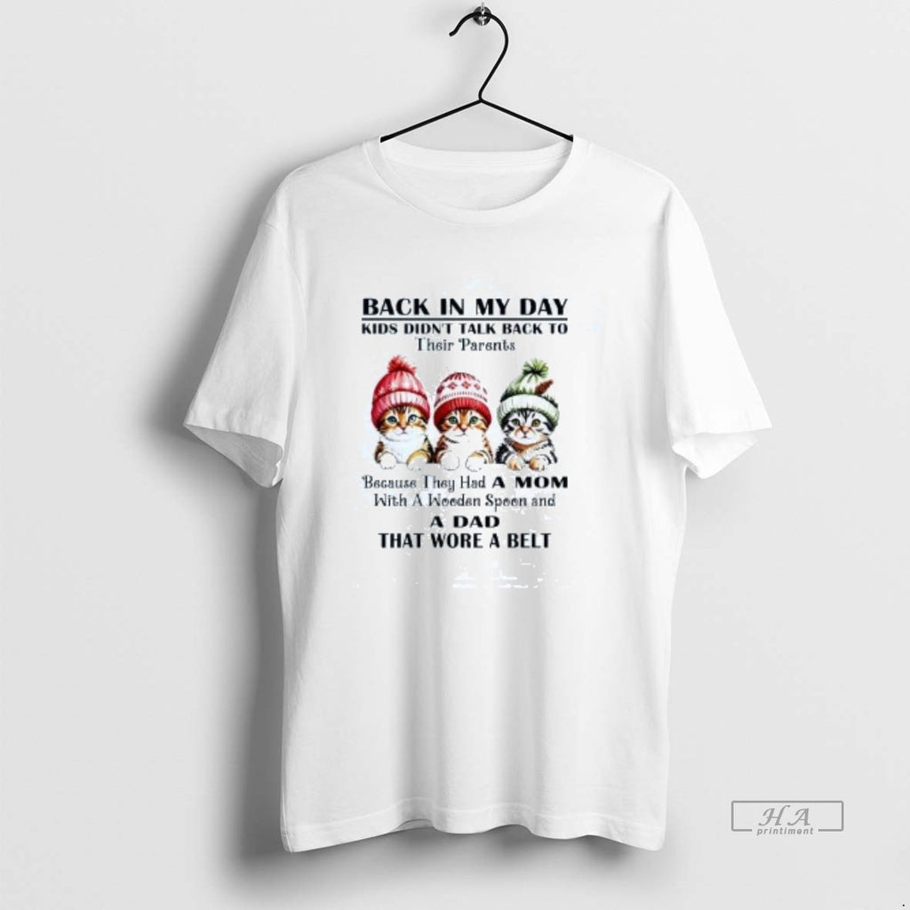 Official Cat Back In My Day Kids Didnt Talk Back To Their Parents Christmas Shirt Hoodie Sweatshirt | PurePodTees.com