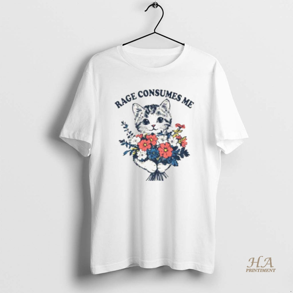 Official Cat Holding Flower Rage Consumes Me Vintage Shirt Hoodie Sweatshirt | PurePodTees.com