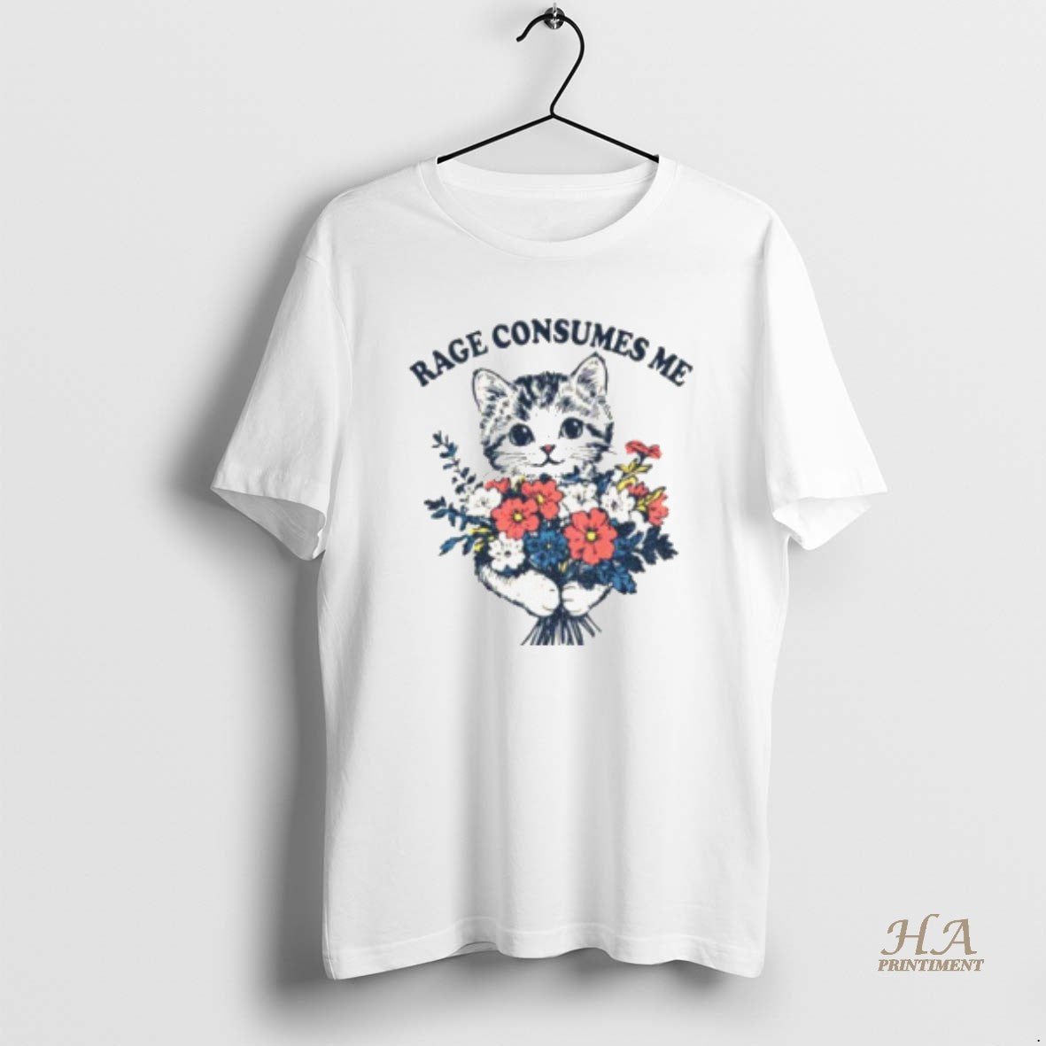Official Cat Holding Flower Rage Consumes Me Vintage Shirt Hoodie Sweatshirt | PurePodTees.com