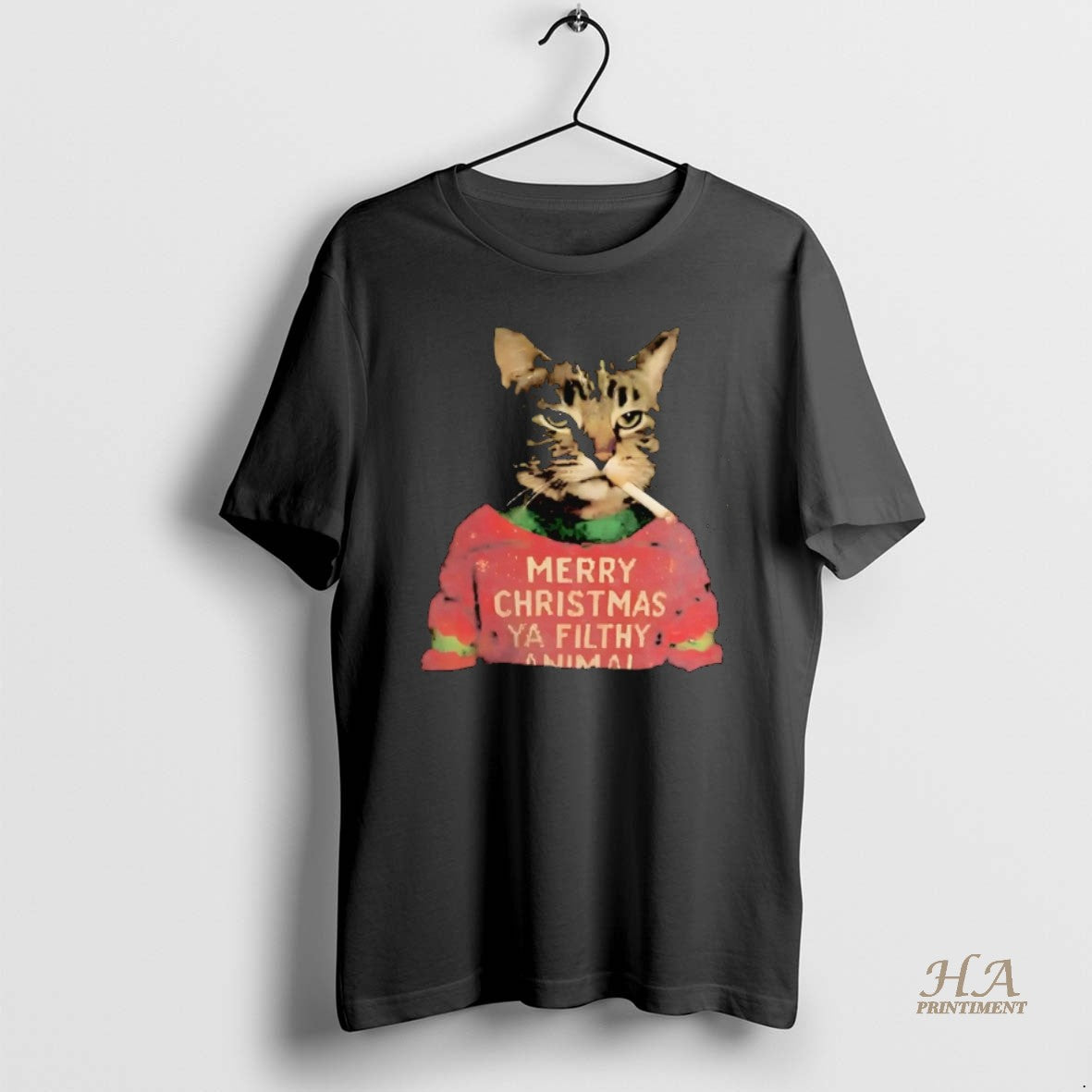 Official Cat Smoking Merry Christmas Ya Filthy Animal Shirt Hoodie Sweatshirt | PurePodTees.com
