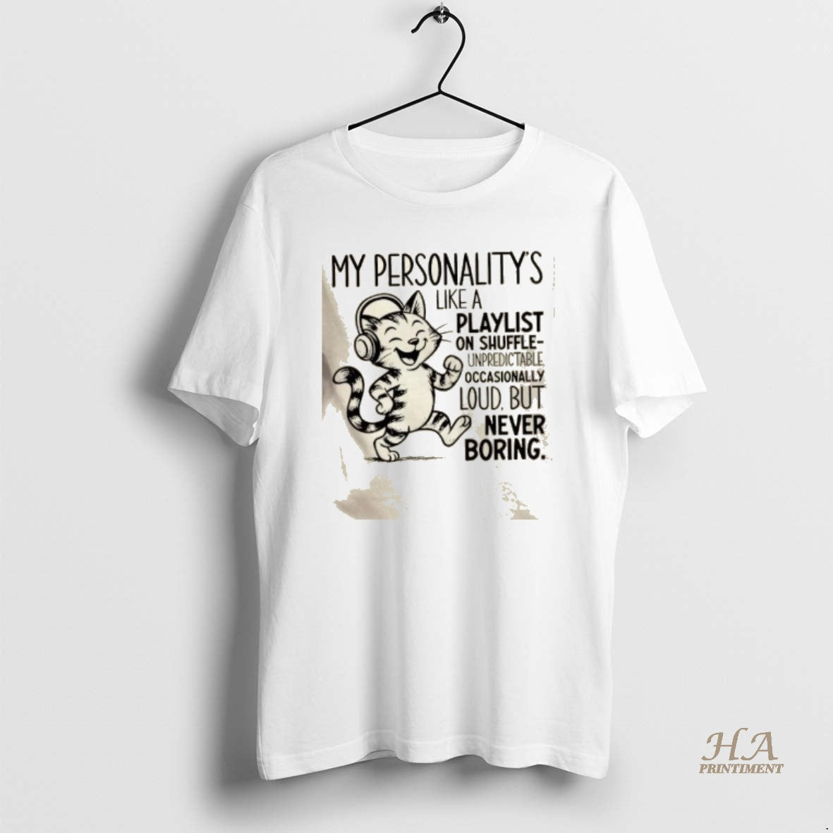 Official Cat Wearing Headphones My Personalitys Like A Playlist On Shuffle Shirt Hoodie Sweatshirt | PurePodTees.com