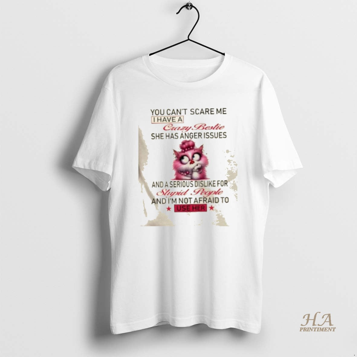 Official Cat You Cant Scare Me I Have A Crazy Bestie She Has Anger Issues Shirt Hoodie Sweatshirt | PurePodTees.com