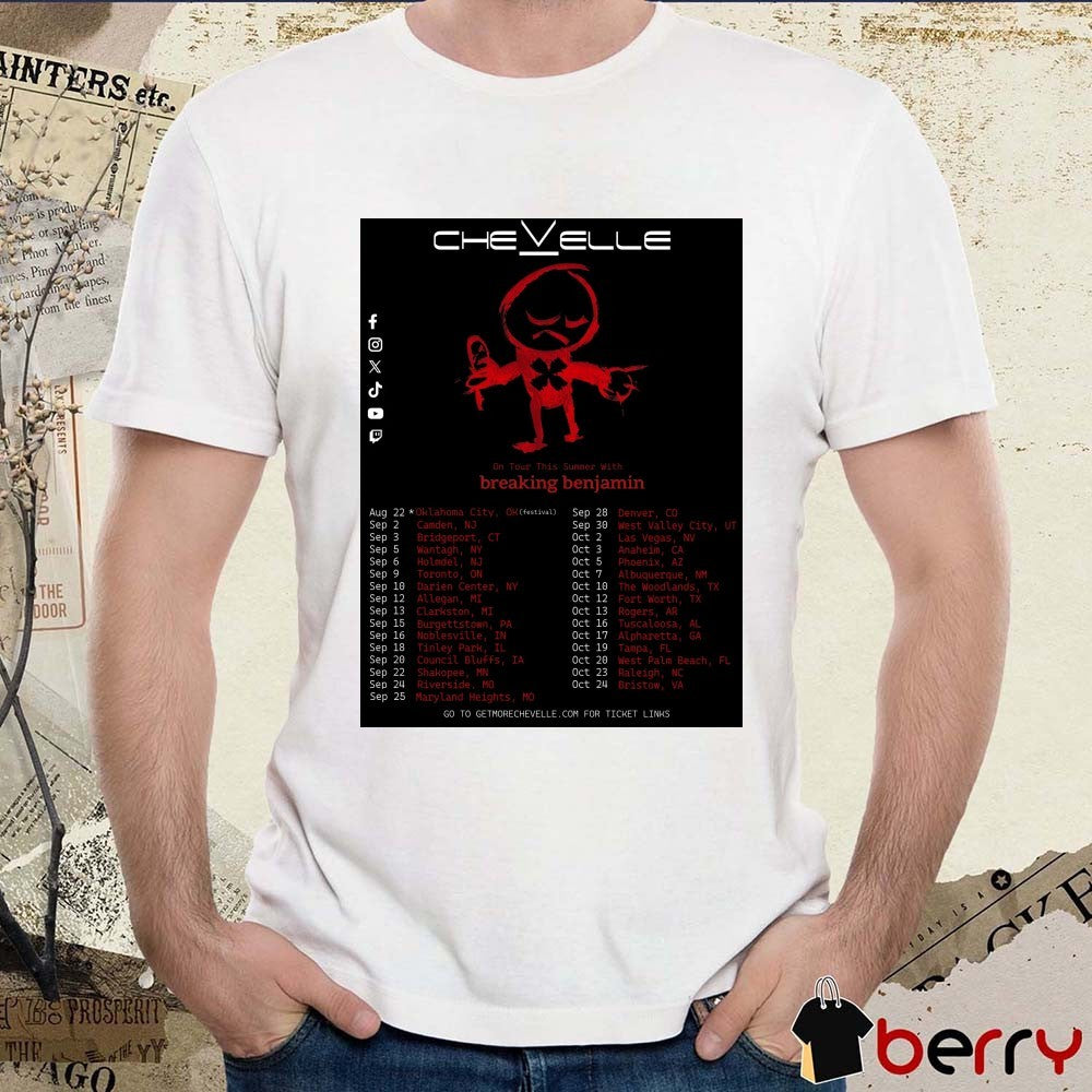 Chevelle On Tour This Summer With Breaking Benjamin Tour Dates 2026 Poster t-shirt