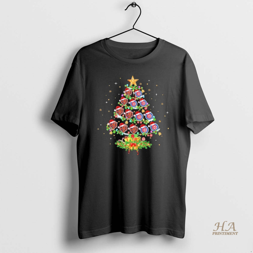 Official Chicago Bear Cubs Logo Tree Christmas Shirt Hoodie Sweatshirt | PurePodTees.com