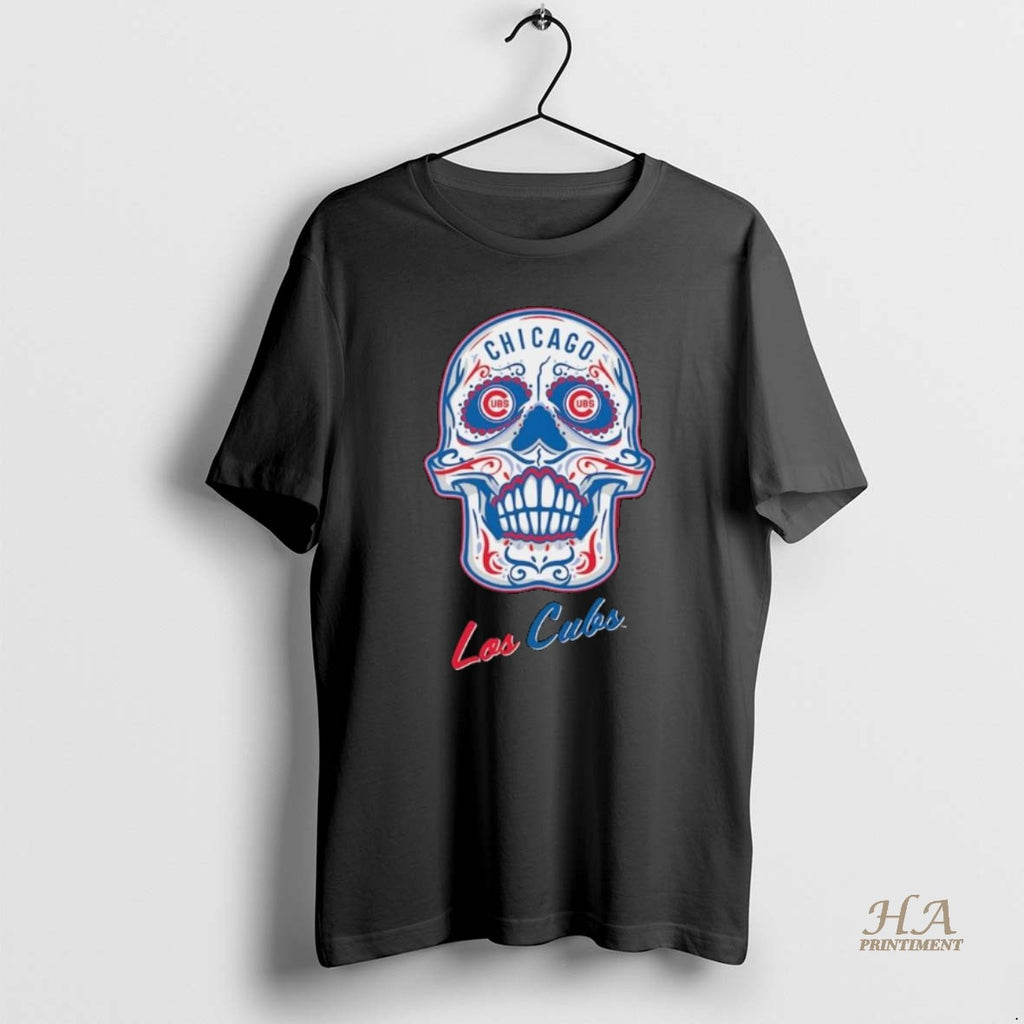 Official Chicago Cubs Mitchell Ness Sugar Skull Boxy Long Sleve Shirt Hoodie Sweatshirt | PurePodTees.com