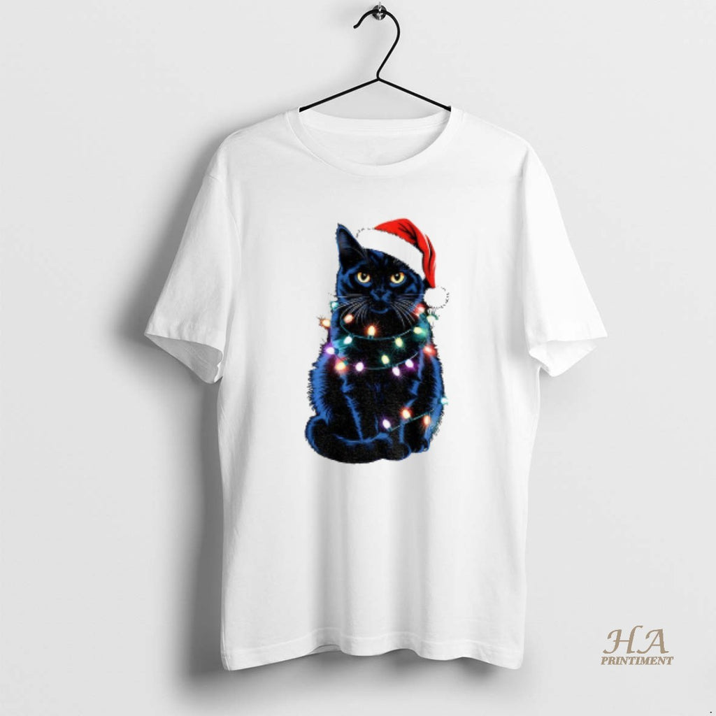 Official Christmas Black Cat Holiday Lights Shirt Hoodie Sweatshirt | PurePodTees.com